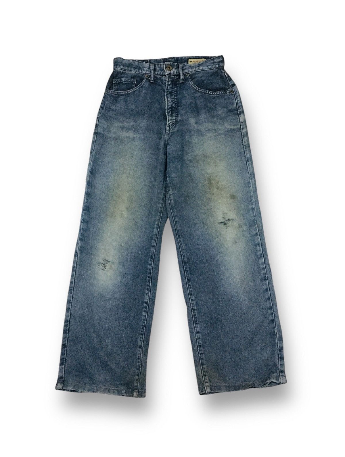 Japanese Brand Brappers Soft Denim Distressed Jeans (17) Size US 27 - 1 Thumbnail