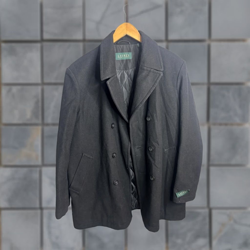 Ralph Lauren VINTAGE Lauren Ralph Lauren Coat Womens Large Black Wool Blend Pea Coat Jacket Overcoat Size L / US 10 / IT 46 - 1 Thumbnail