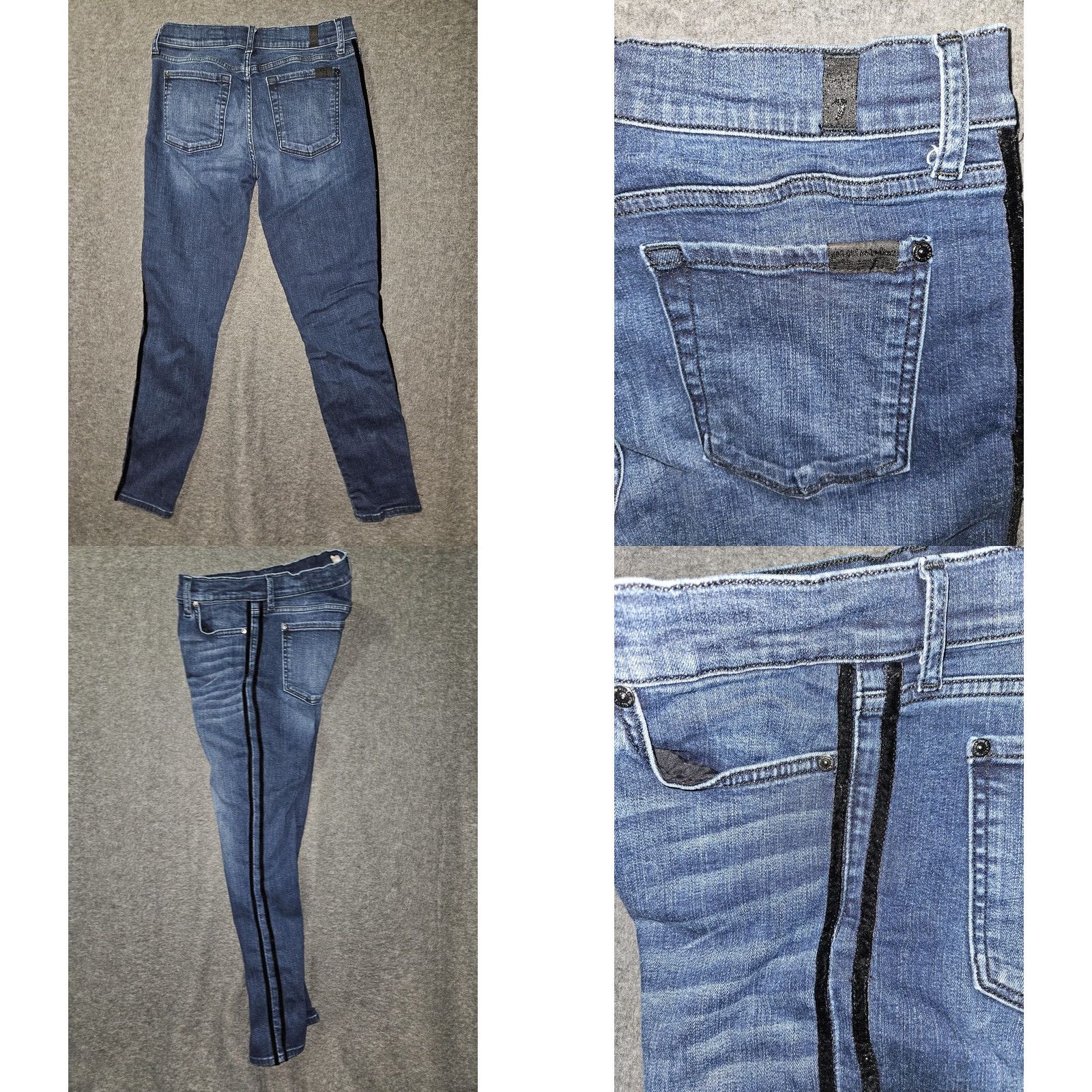 7 For All Mankind 7 For All Mankind Jeans Womens 29 Blue Ankle Skinny Velvet Stripe Stretch Jeans Size 29" - 8 Thumbnail
