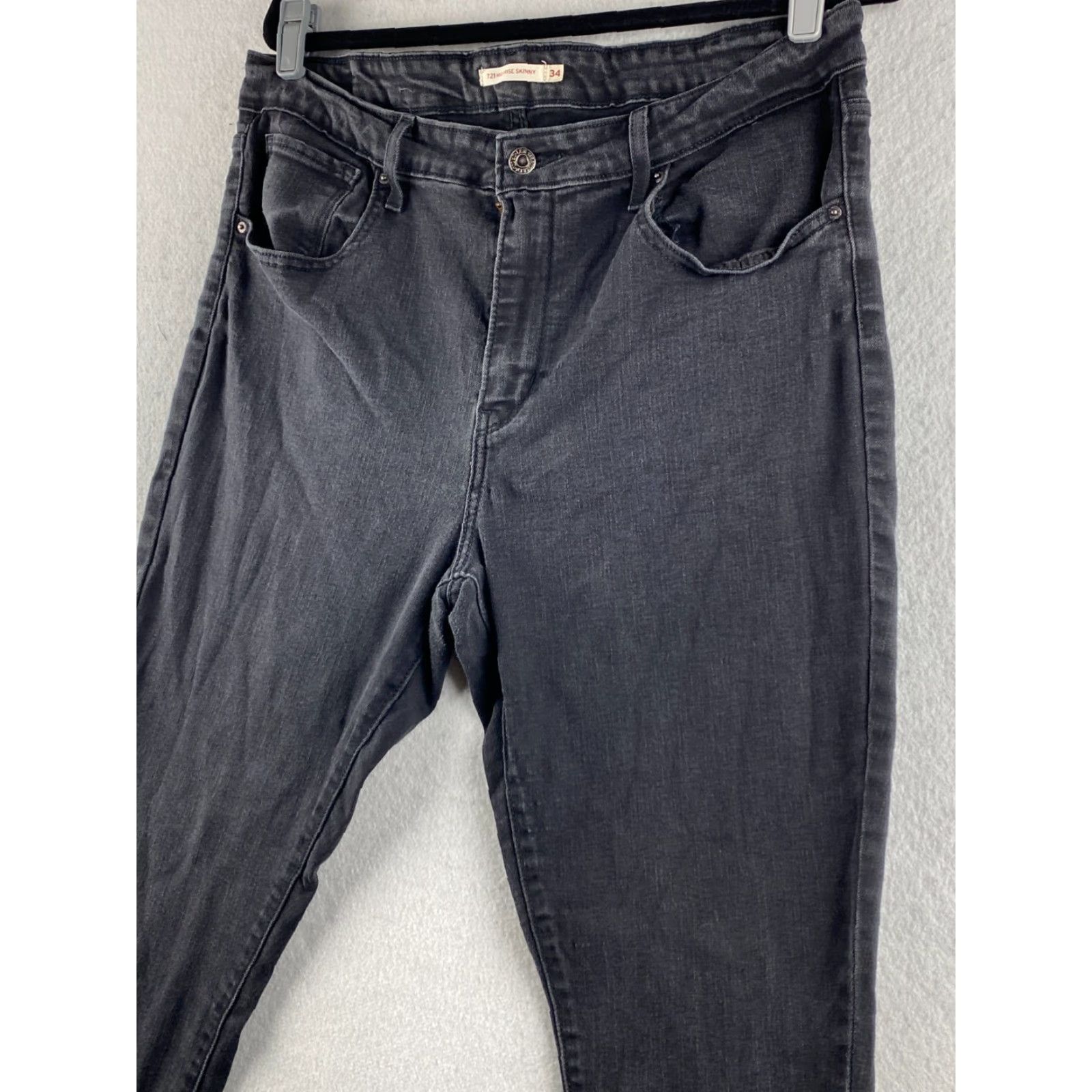 Levi's Levis Jeans Women's 34 Black 721 High Rise Skinny Stretch Denim Dark Wash Casual Size 24" / US 00 / IT 34 - 6 Thumbnail