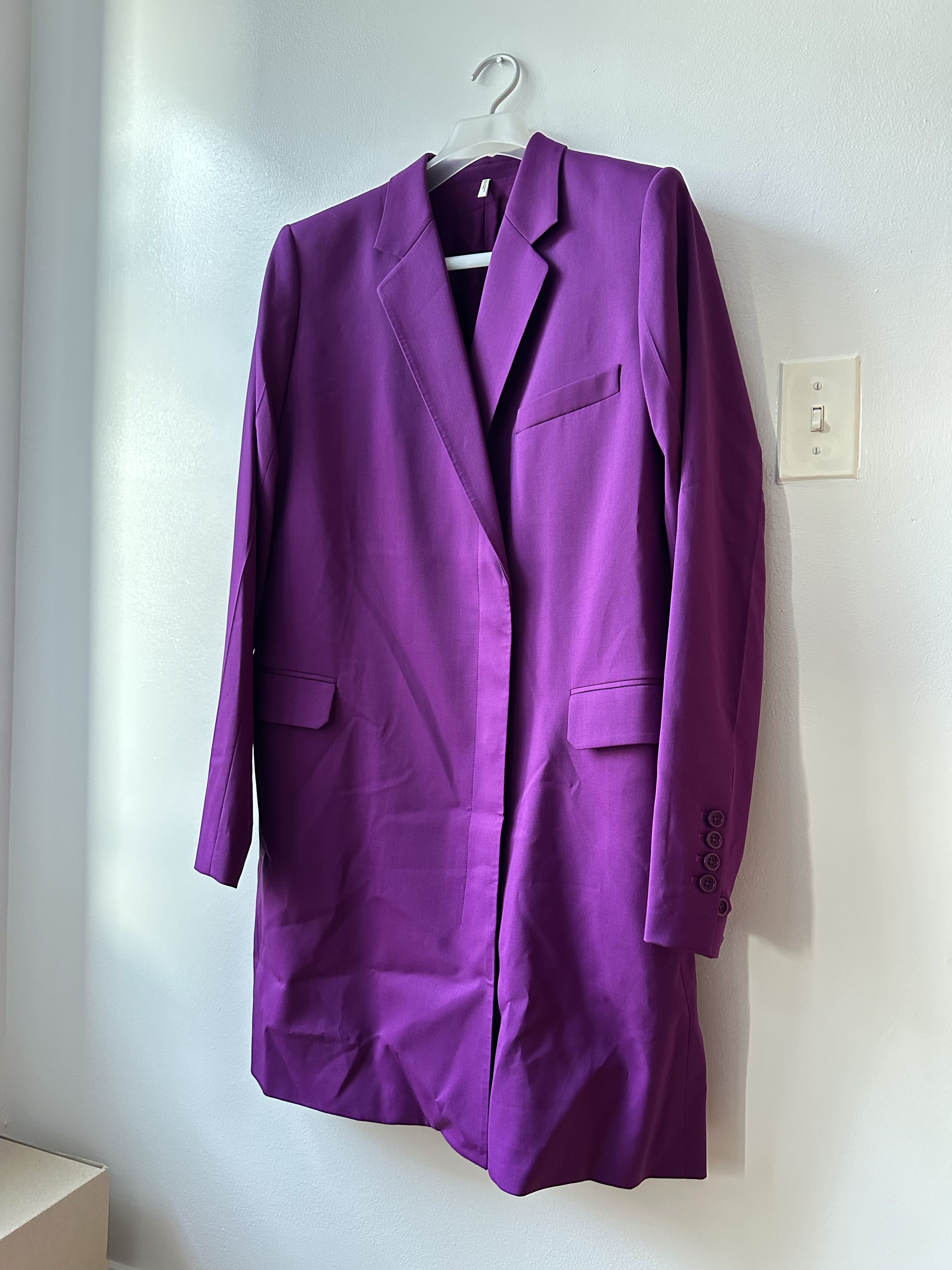 Helmut Lang Helmut Lang Purple Silk Unisex Long Blazer Size XL / US 12-14 / IT 48-50 - 1 Thumbnail