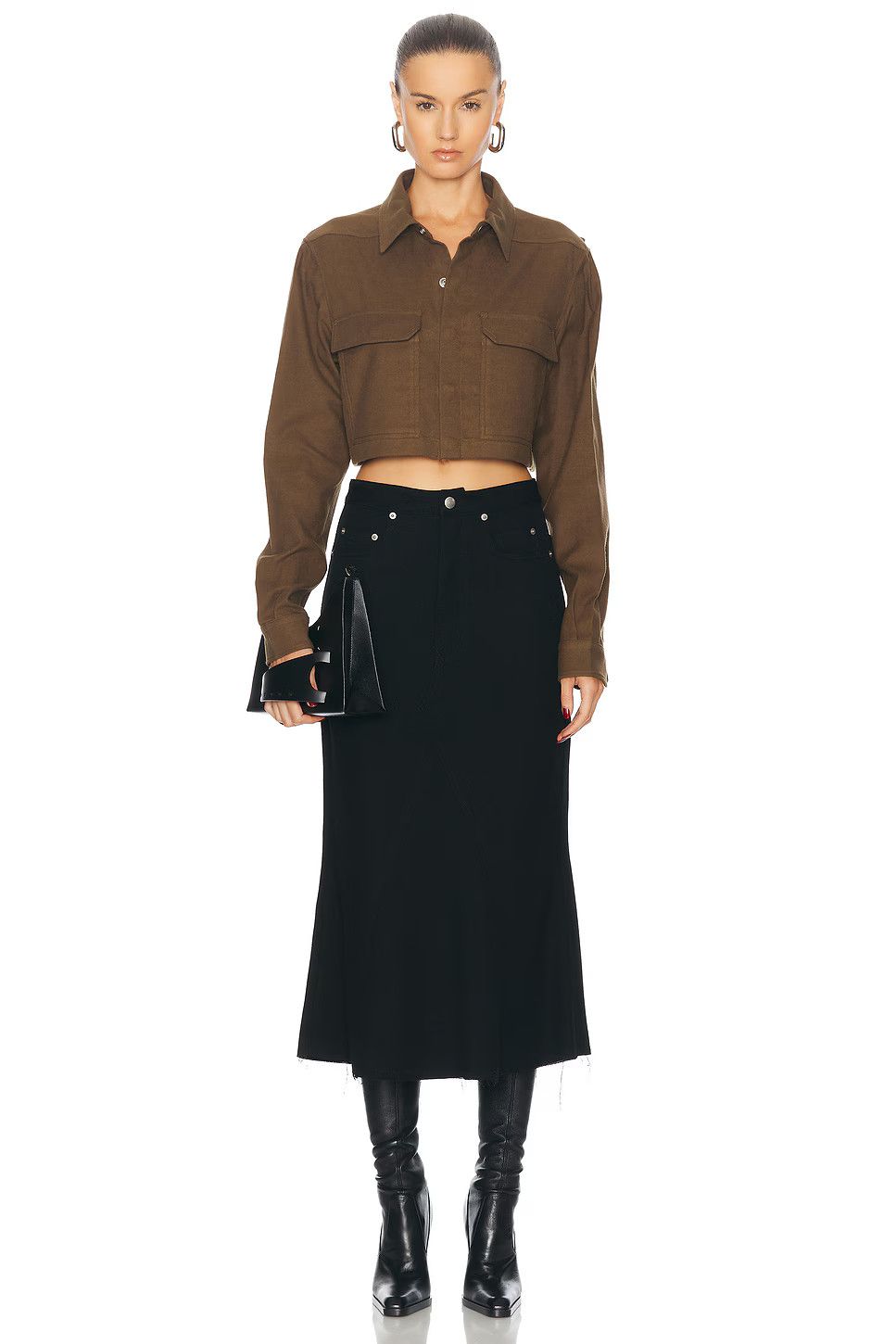 Rick Owens o1y0126 Solid Color Shirt in Brown Size XS / US 0-2 / IT 36-38 - 4 Thumbnail