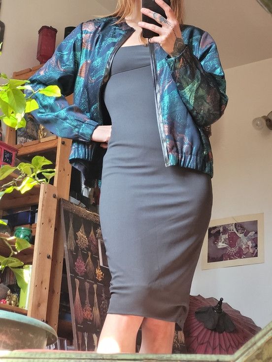 Maje Maje Metallic Teal and Copper Printed Bomber Jacket - 38 Size XS / US 0-2 / IT 36-38 - 9 Thumbnail