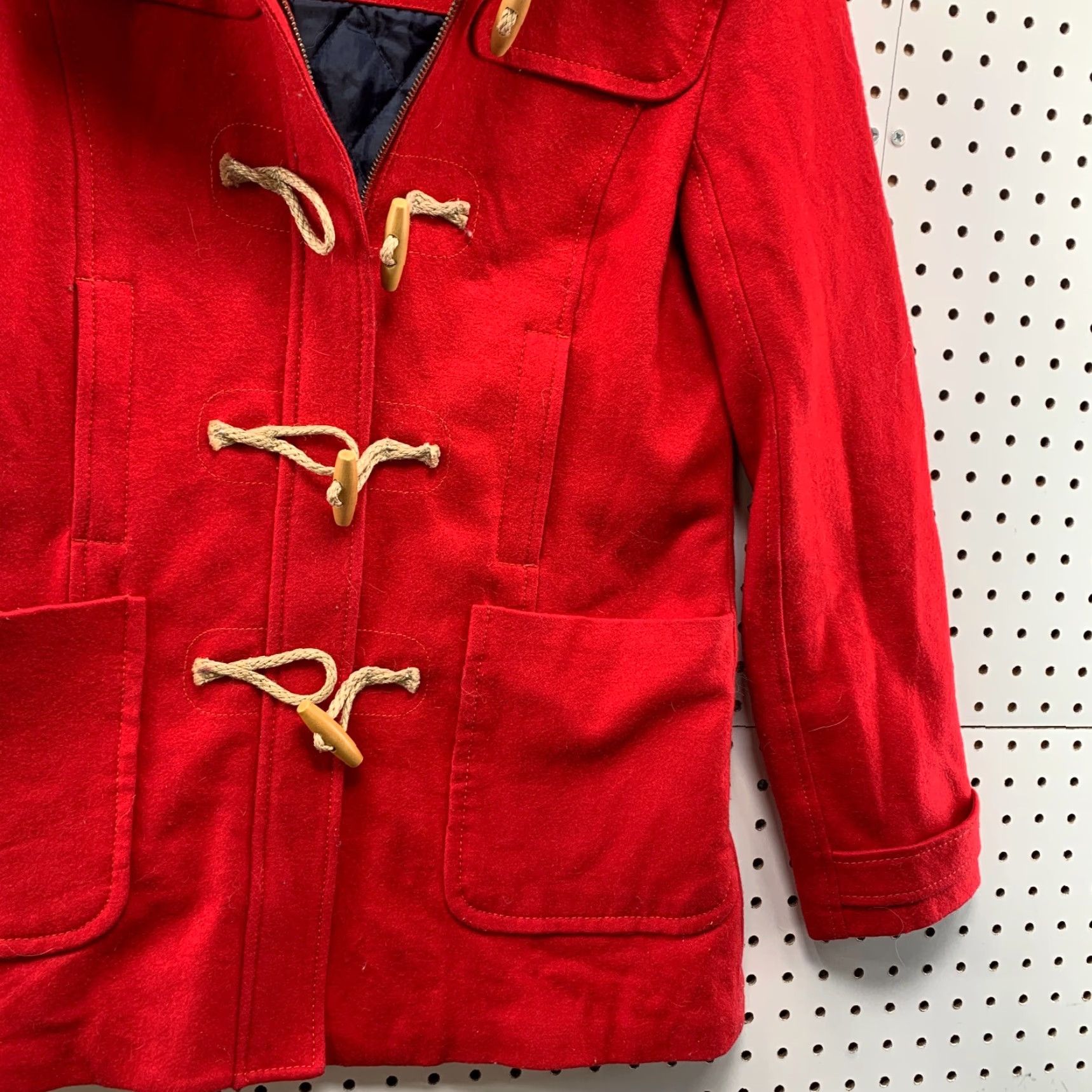 American Eagle Outfitters American Eagle Wool Coat Womens Medium Red Hooded Toggle Faux Fur 20x29 Coat Women Red Wool Blend Pea Coat Winter Removable? Size M / US 6-8 / IT 42-44 - 4 Thumbnail