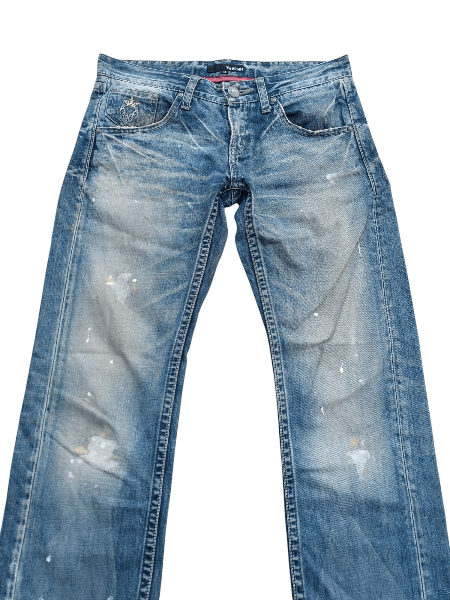 Japanese Brand × Vintage Japanese Varosh Splash Painted Whiskers Faded Denim E221 Size US 32 / EU 48 - 3 Thumbnail