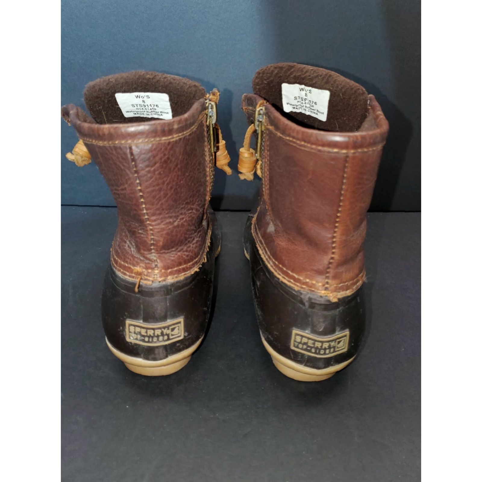 Sperry SPERRY SALTWATER Leather Waterproof Duck Boots Side Zip Lace Up Women's 8 Tan/Brown | Boots, Shoe, Waterproof, Duck Theme, Casual, Women, Size 8 Size US 8 / IT 38 - 3 Thumbnail