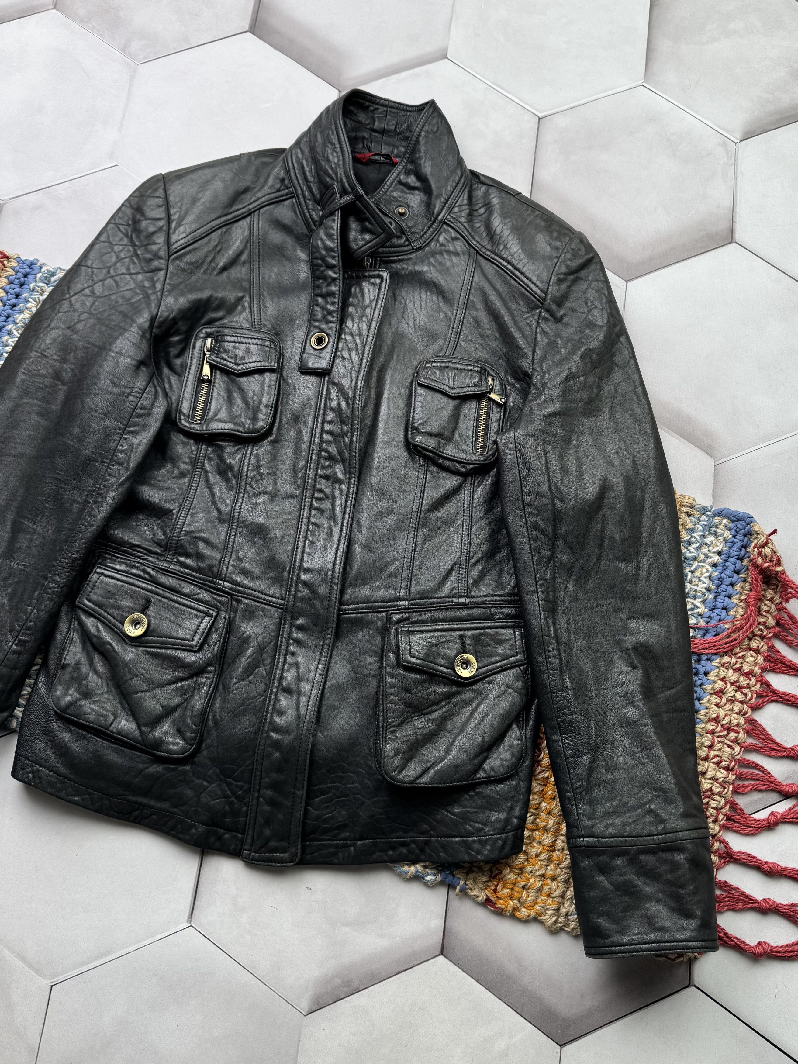 Japanese Brand Vintage Leather Cropped Jacket (E4) Size L / US 10 / IT 46 - 3 Thumbnail