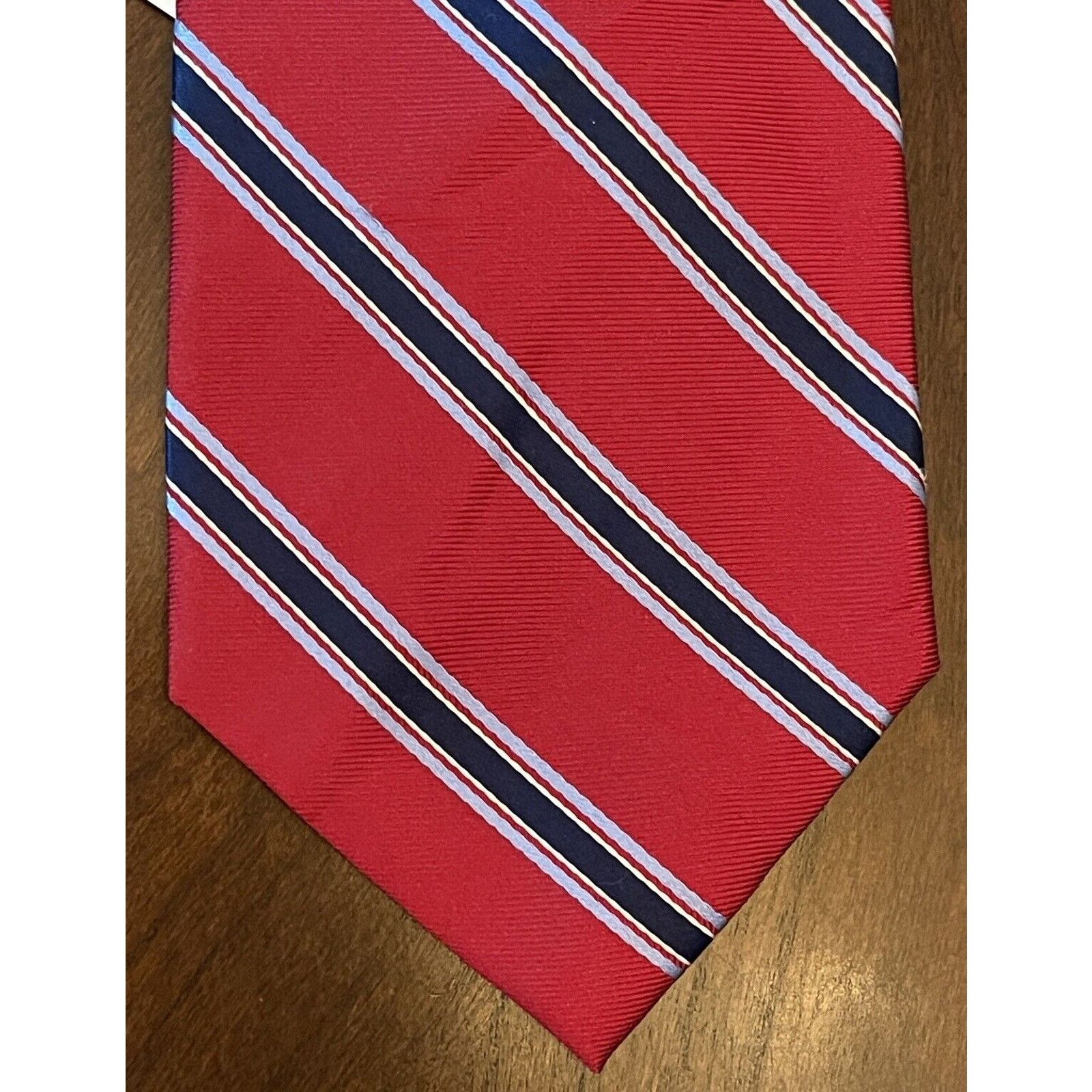 Bass Bass Red Blue 100% Silk Men’s Neck Tie Made In China Size ONE SIZE - 1 Thumbnail