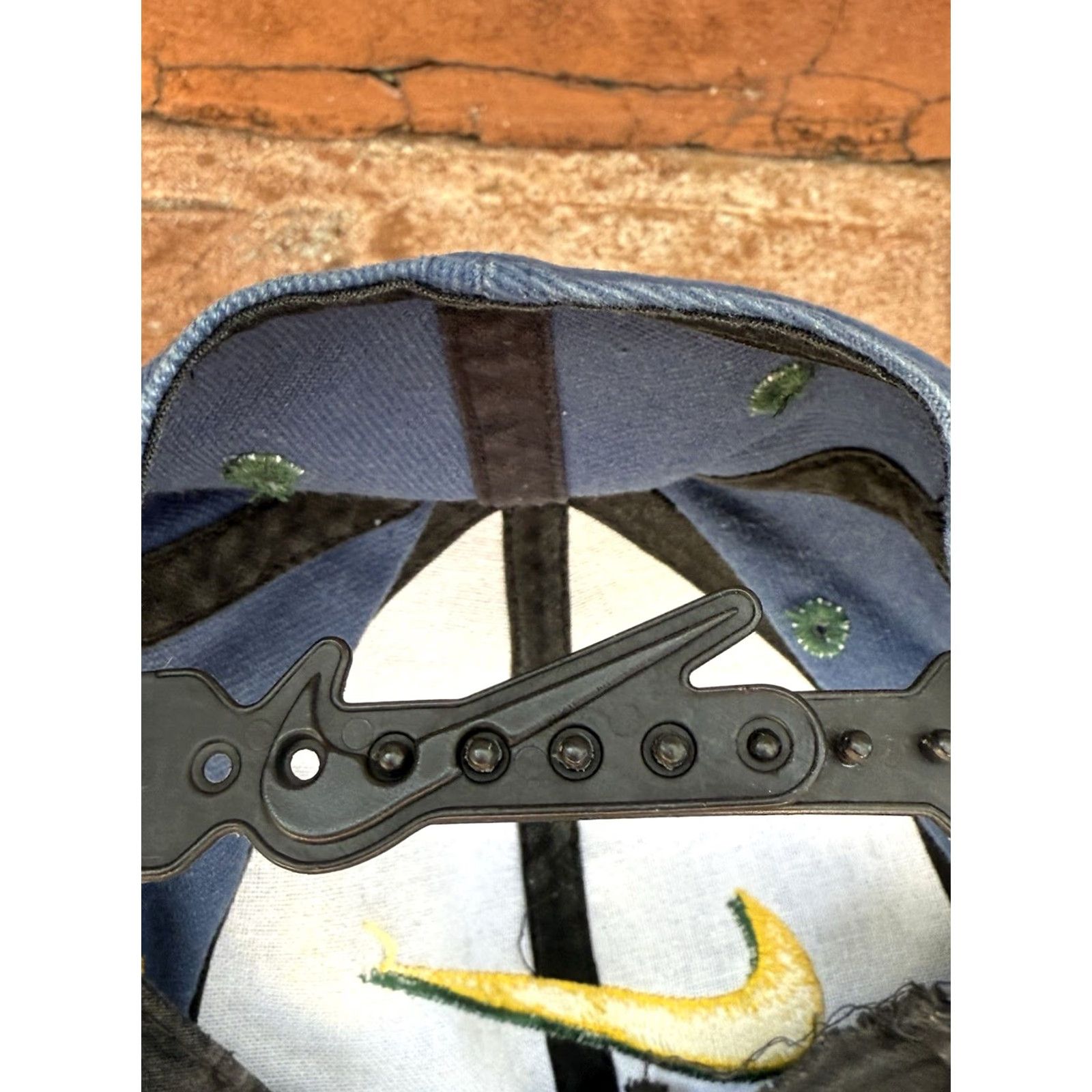 Nike VINTAGE Nike Center Swoosh Denim Snapback Hat Cap Embroidered Men Snapback, 90s, Blue, Cotton, Adjustable, Lightweight, Breathable Size ONE SIZE - 7 Thumbnail