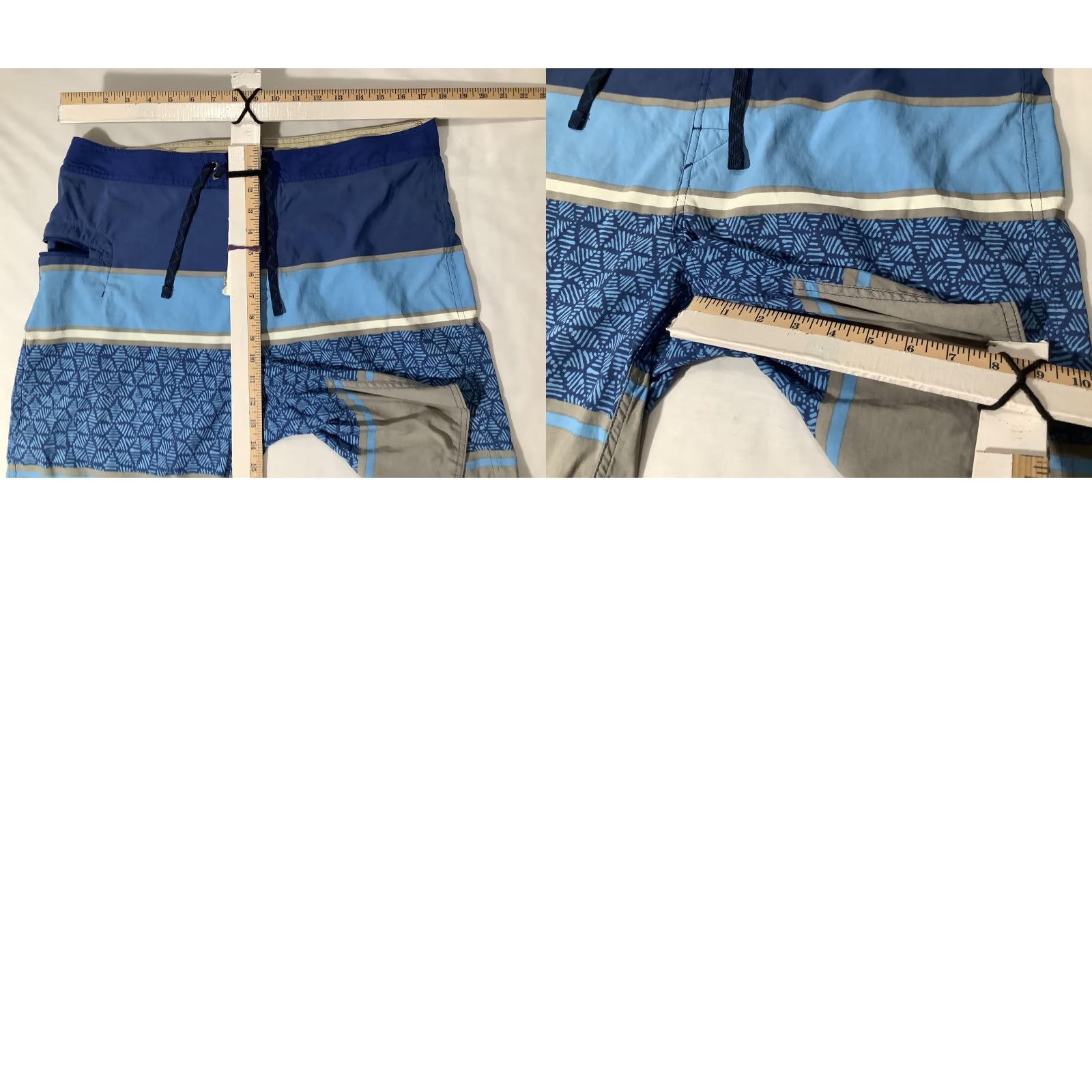 Patagonia Patagonia Board Shorts Mens 36 Blue Gray Stripe Geometric Swim Trunks Nylon Surf Bottom Mens Size US 36 / EU 52 - 8 Thumbnail