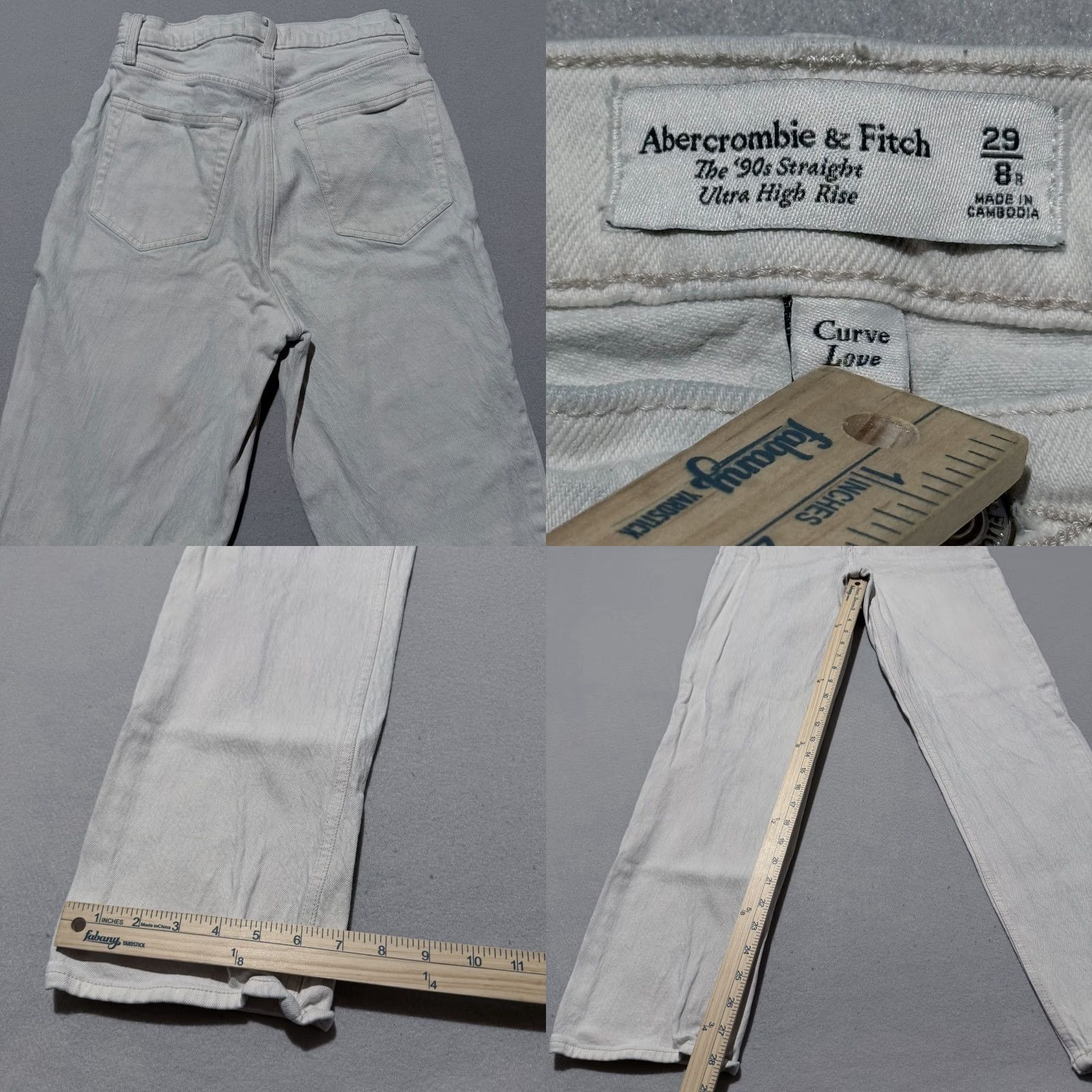 Abercrombie & Fitch Abercrombie & Fitch The 90s Straight Ultra High Rise Jeans Women's Cream - 8 Size 30" / US 8 / IT 44 - 8 Thumbnail