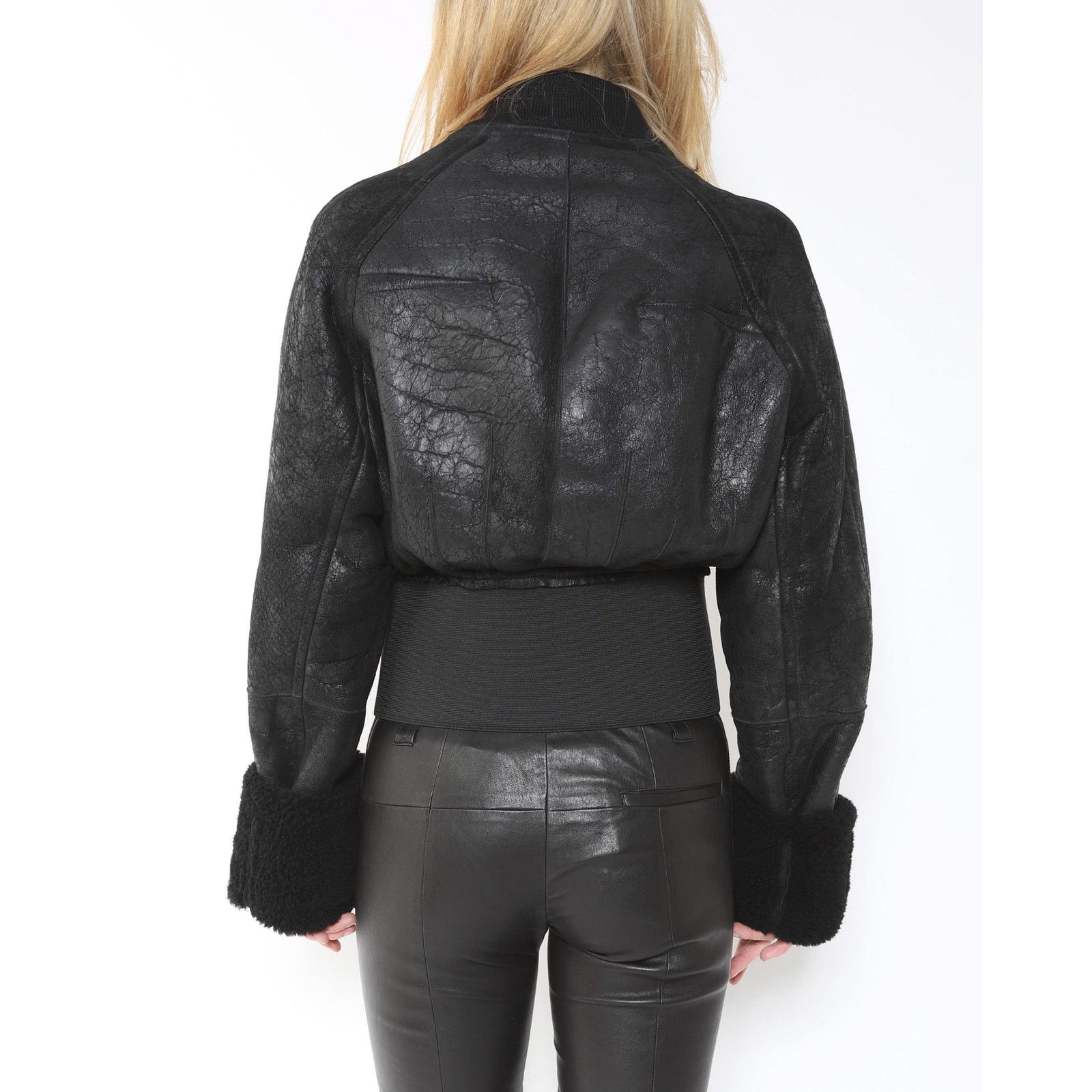 Haider Ackermann FW15 Sherling Jacket with Sintched Waist in Black Leather Size XS / US 0-2 / IT 36-38 - 2 Thumbnail