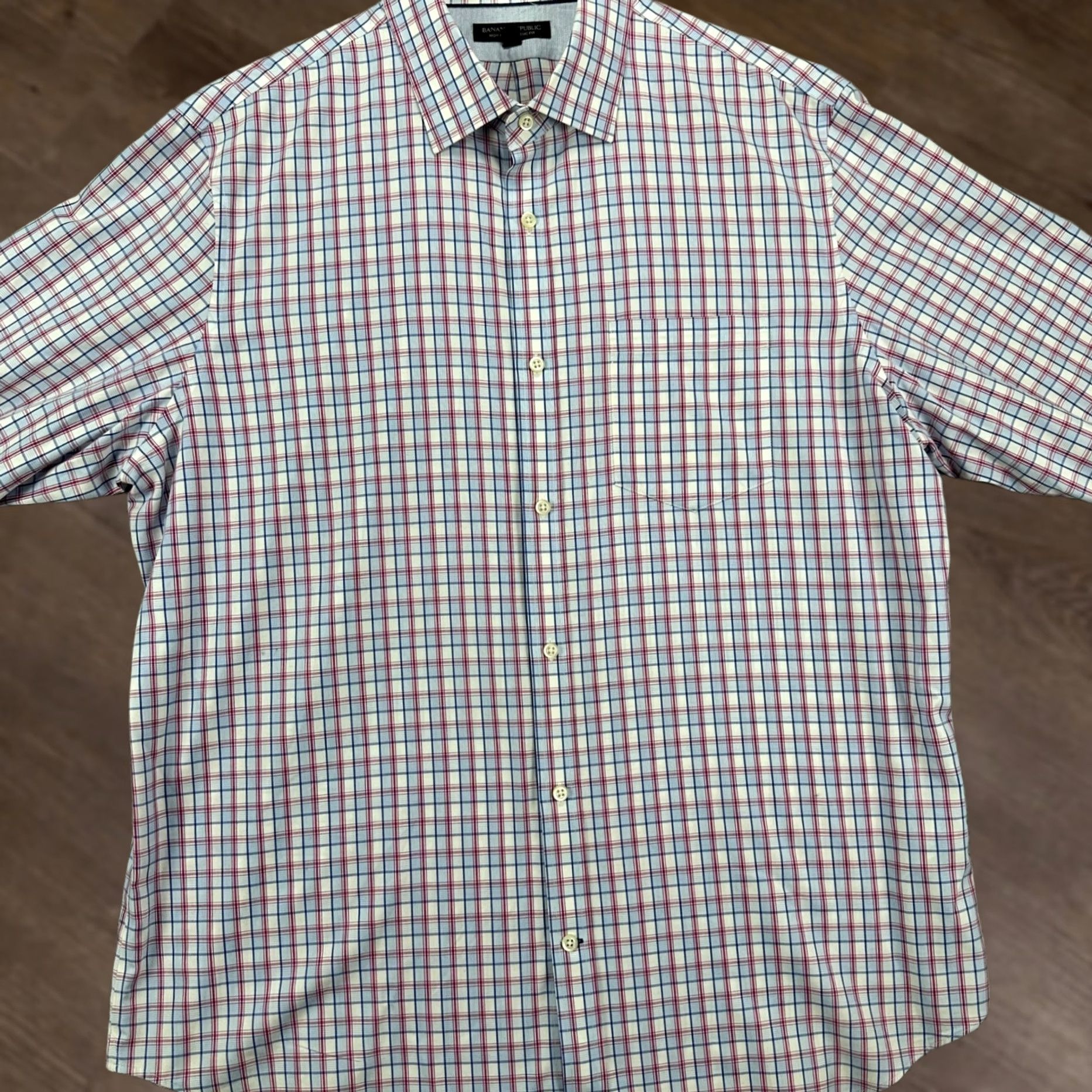 Banana Republic Banana Republic Button-Up Shirt Plaid Classic Fit Mens XL Red Blue Pocket Size US XL / EU 56 / 4 - 1 Thumbnail