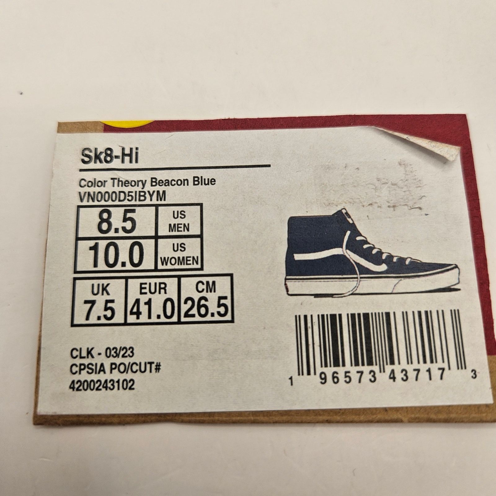 Vans VANS MEN'S 8.5 SK8-Hi COLOR THEORY BEACON BLUE RARE SNEAKER Size US 8.5 / EU 41-42 - 2 Thumbnail