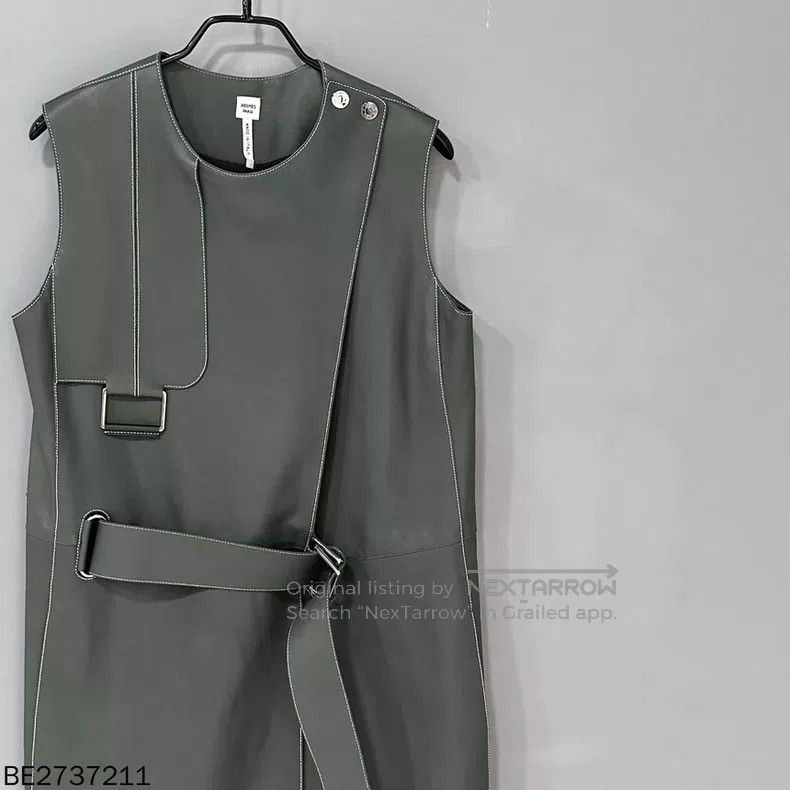 Hermes Hermes Gray Green Pure Leather Long Vest Size XS / US 0-2 / IT 36-38 - 1 Thumbnail