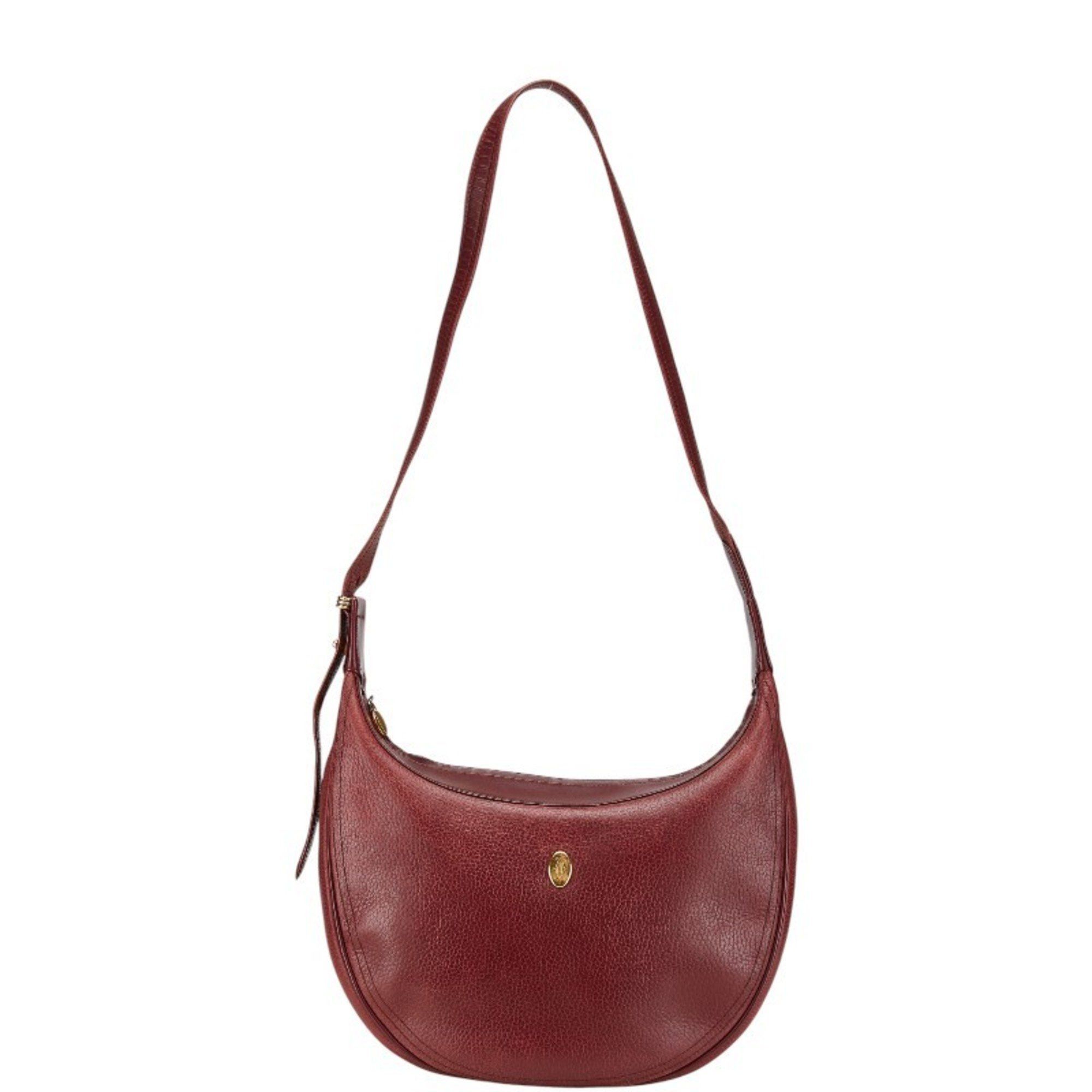 Cartier Must Line Shoulder Bag Wine Red Leather Women's Cartier