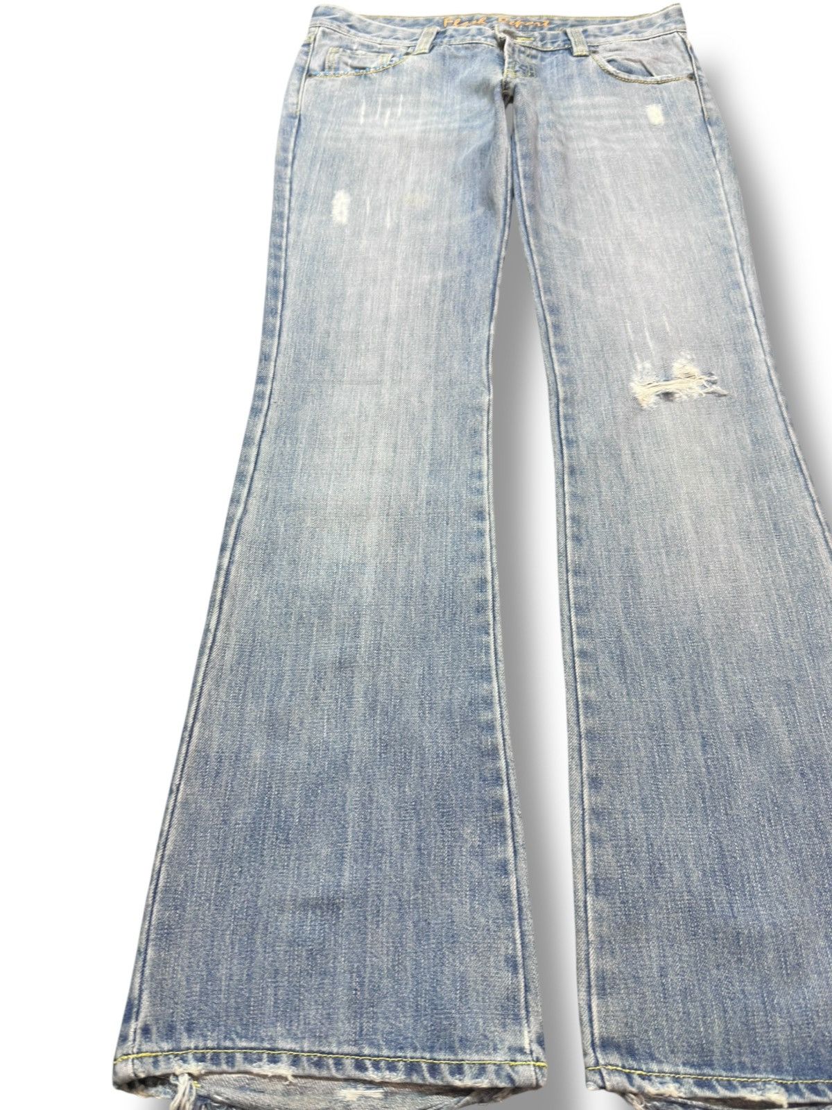 Tornado Mart Vintage Flash Report Flare Faded Distressed Denim Size US 33 - 3 Thumbnail