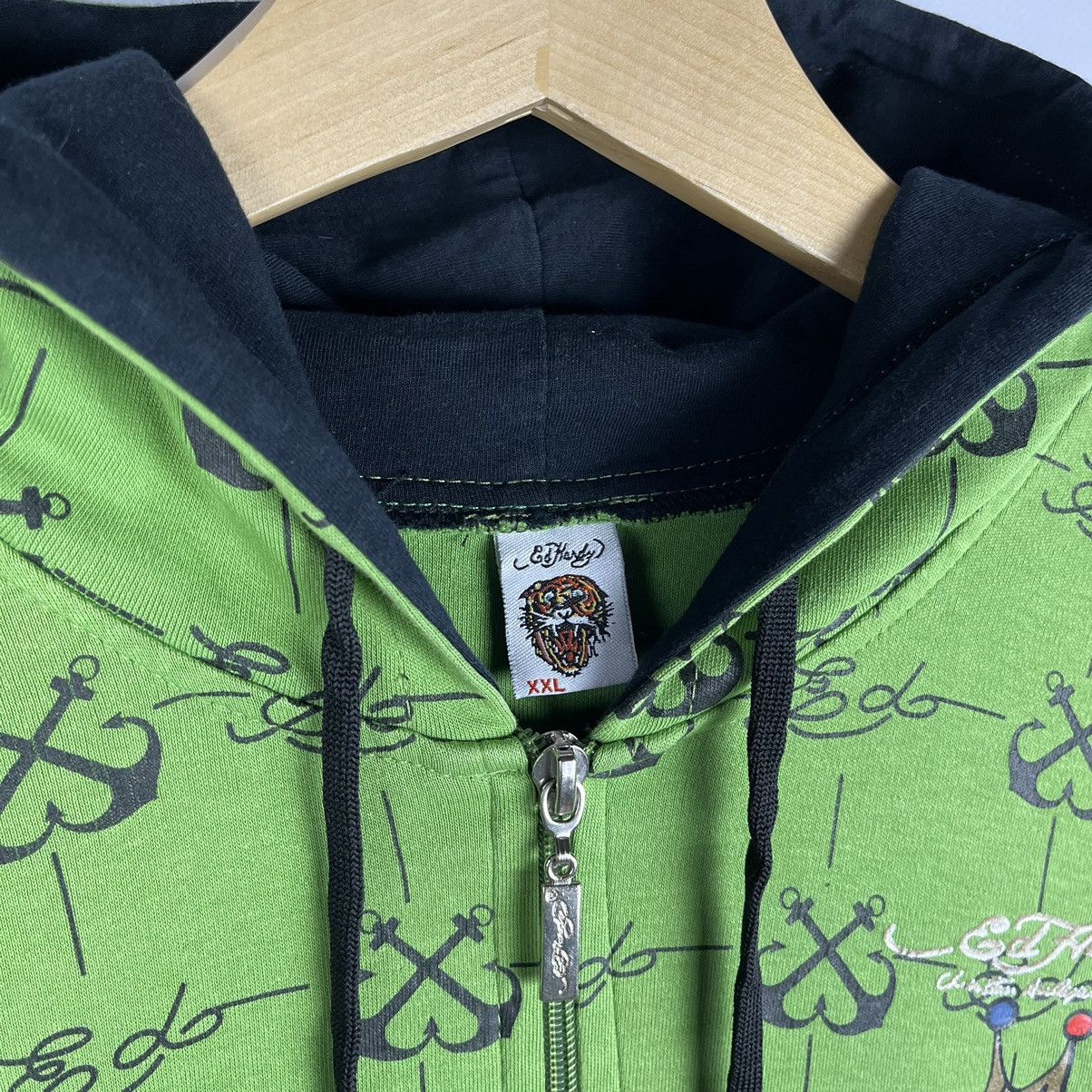 Ed Hardy Vintage Ed Hardy Bulldog rare y2k AOP hoodie 90’s Size US M / EU 48-50 / 2 - 11 Thumbnail