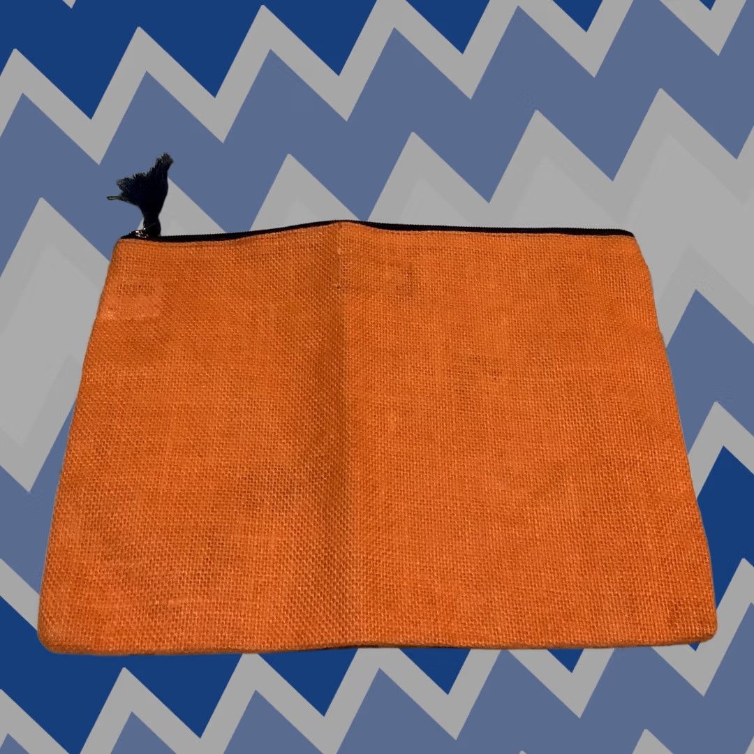 Vintage Mud Pie Jute Pouch Bag Large Cosmetic Travel Zip Up Orange Starfish Women Bag Size ONE SIZE - 1 Thumbnail