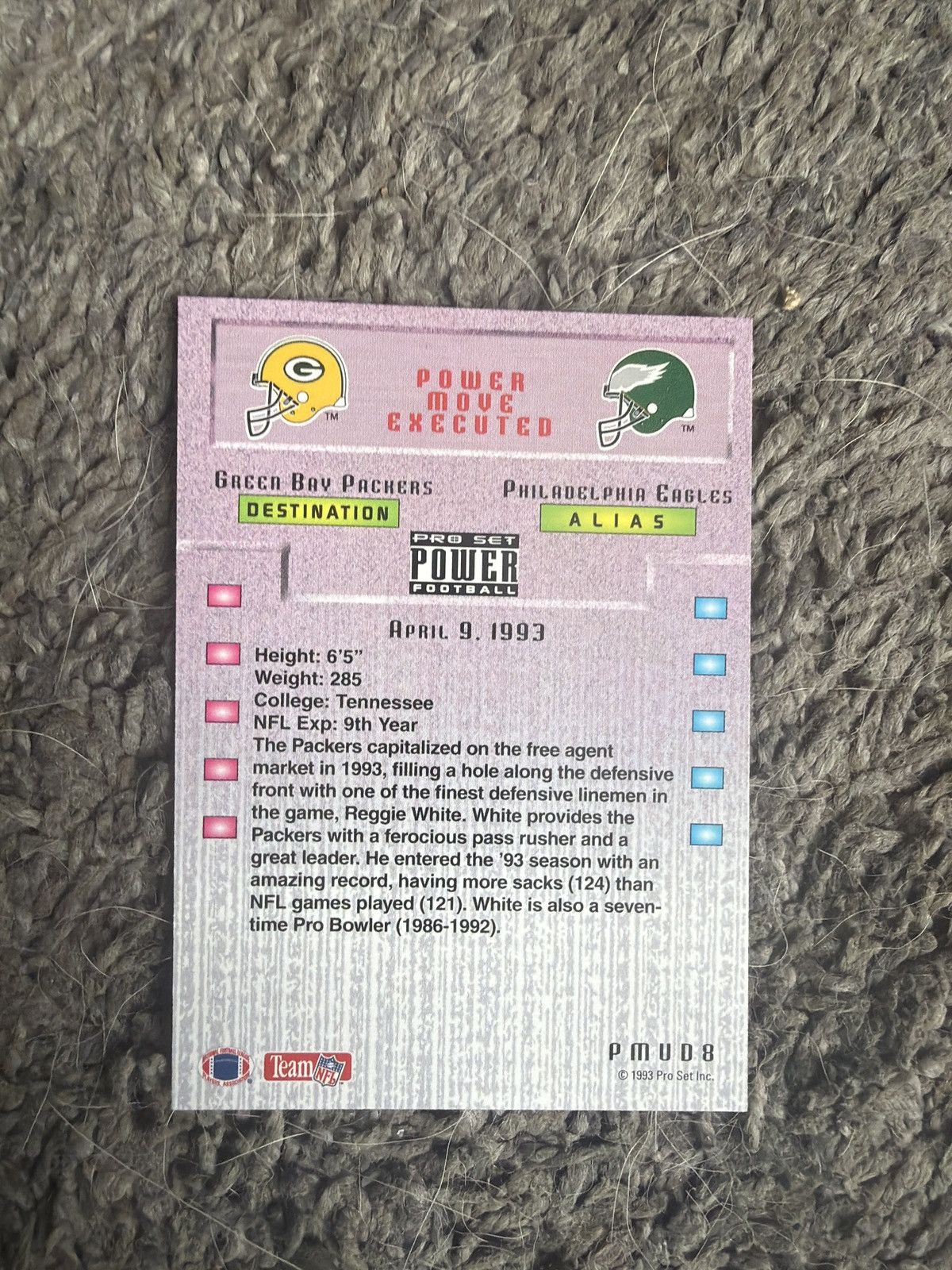 NFL 1993 Pro Set Power #PMUD8 Reggie White Card Size ONE SIZE - 2 Thumbnail