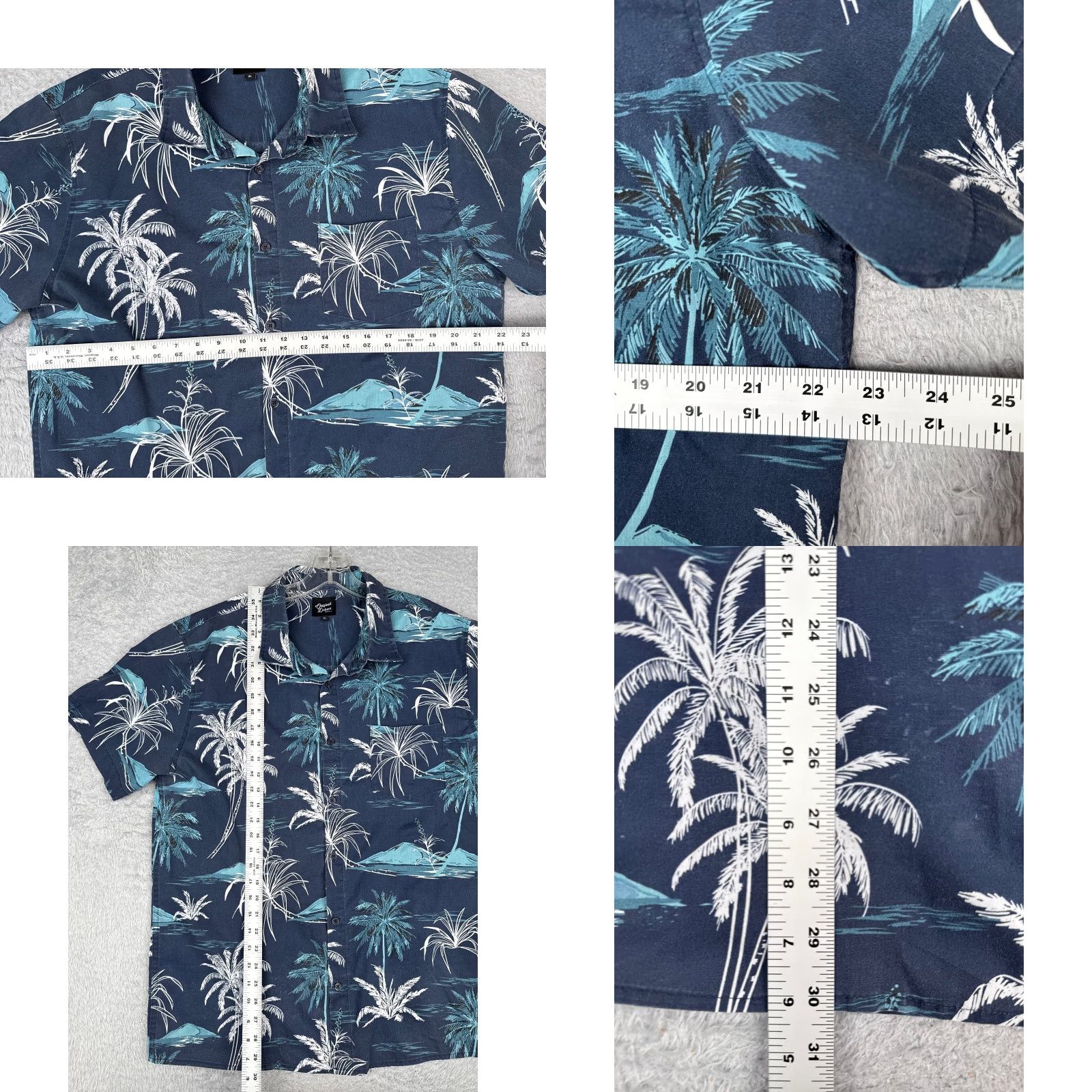 Vintage Original Deluxe Shirt Men XL Blue Floral Hawaiian Button Up Cotton Size US XL / EU 56 / 4 - 8 Thumbnail