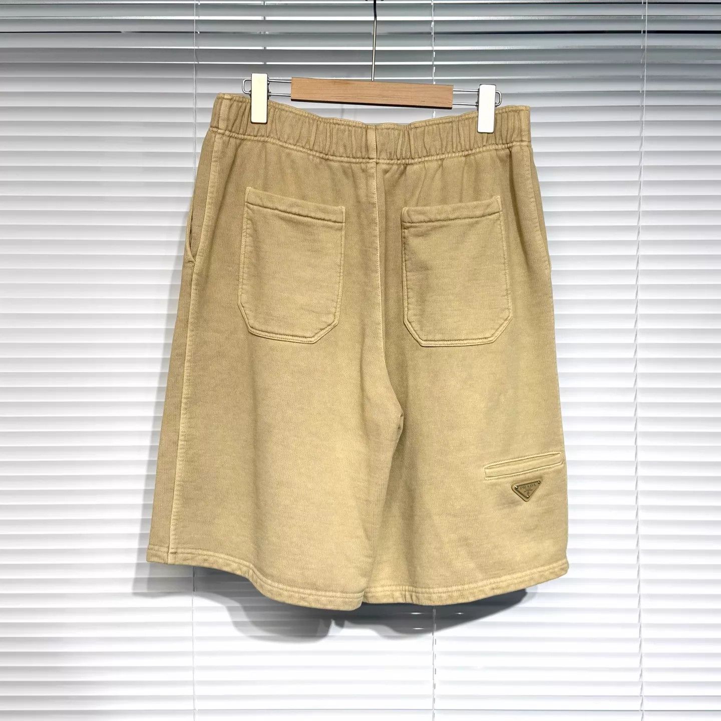 Prada Men's Prada Khaki Washed Short M New with Tags Triangle Logo Size US 32 / EU 48 - 2 Thumbnail