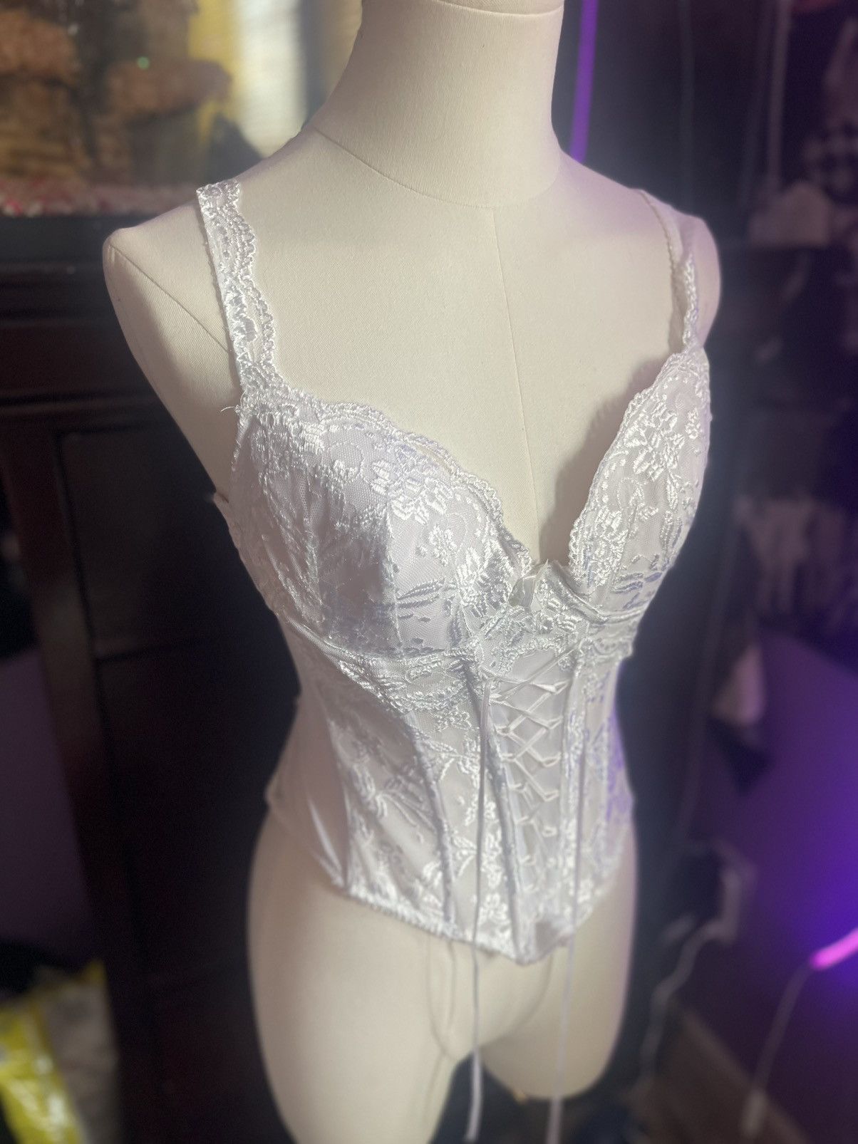 la Vie en Rose White lace corset top with adjustable straps Size ONE SIZE - 3 Thumbnail