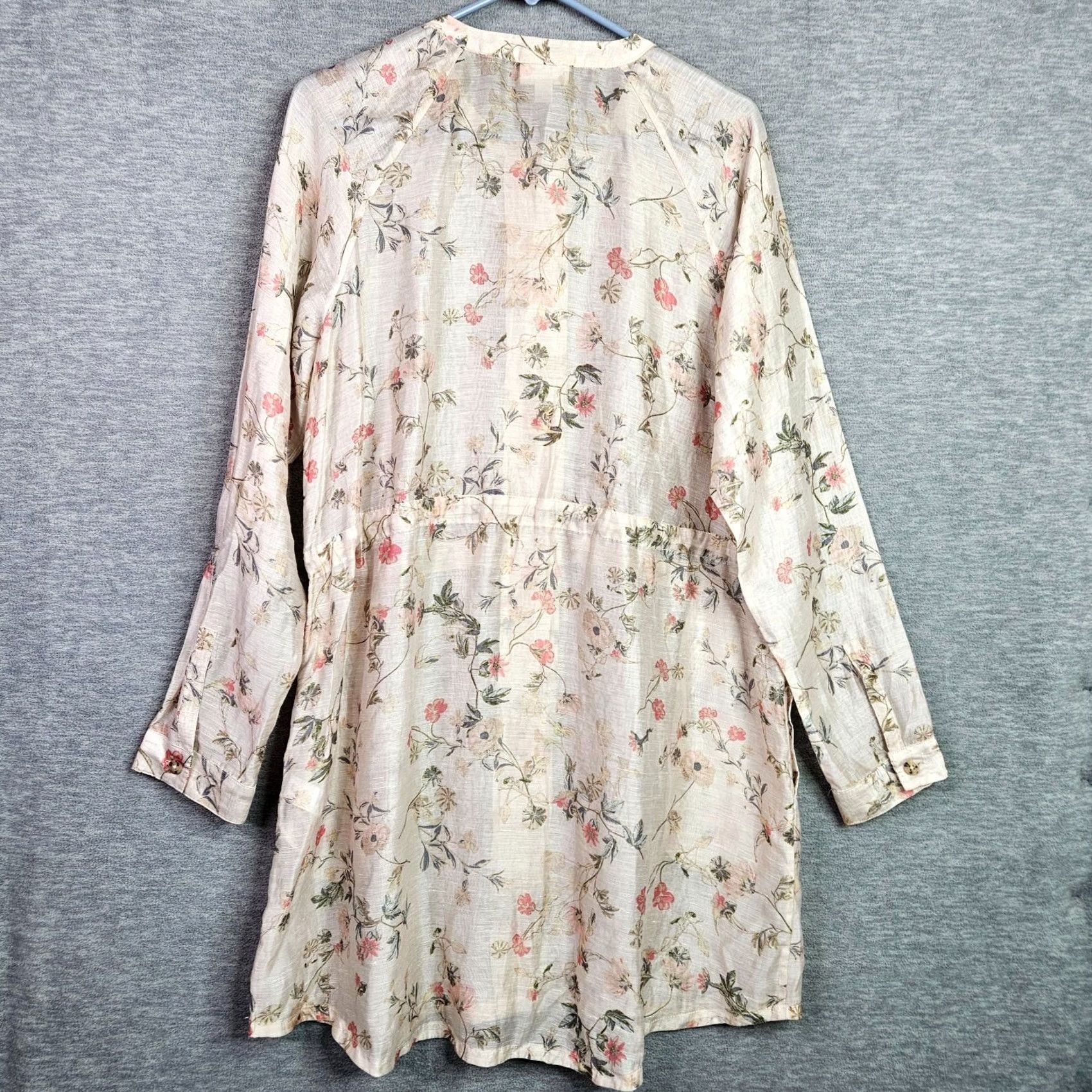 J. Jill J. Jill Blouse Shirt Floral 3/4 Sleeve Linen Lyocell Nylon Multicolor Medium Women Tunic Button Up Casual Blouse Women Size M / US 6-8 / IT 42-44 - 2 Thumbnail