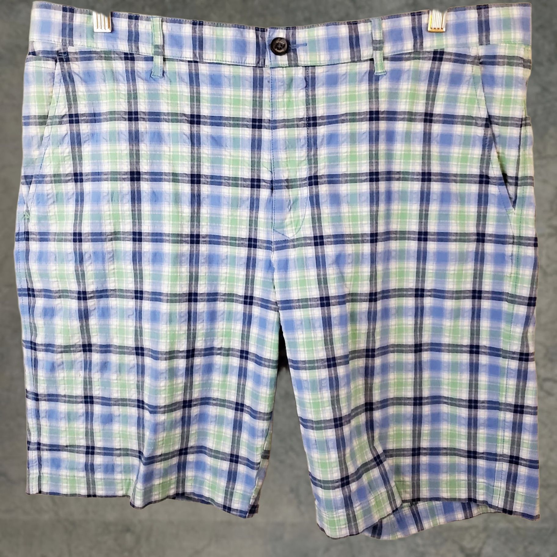 Tommy Bahama Tommy Bahama Men's Bermuda Shorts Blue Plaid 38" Inseam 9" Cotton Spandex Flat Front Pockets Beach Outdoor Preppy Size US 38 / EU 54 - 1 Thumbnail