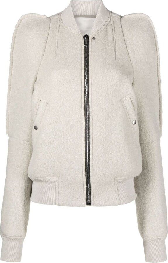 Rick Owens o1tko10125 Puff-Sleeve Bomber Jacket in Light Grey Size L / US 10 / IT 46 - 1 Thumbnail