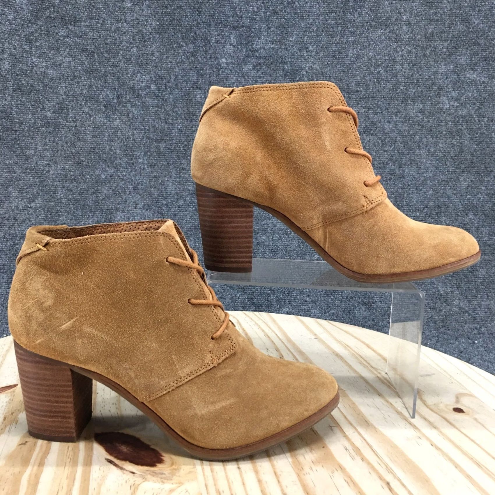 Toms TOMS Boots Womens 9.5 Chukka Tan Lace Up Casual Comfort Ankle Bootie Block Heel 3" Suede Brown Casual Womens Shoes Size L / US 10 / IT 46 - 2 Thumbnail