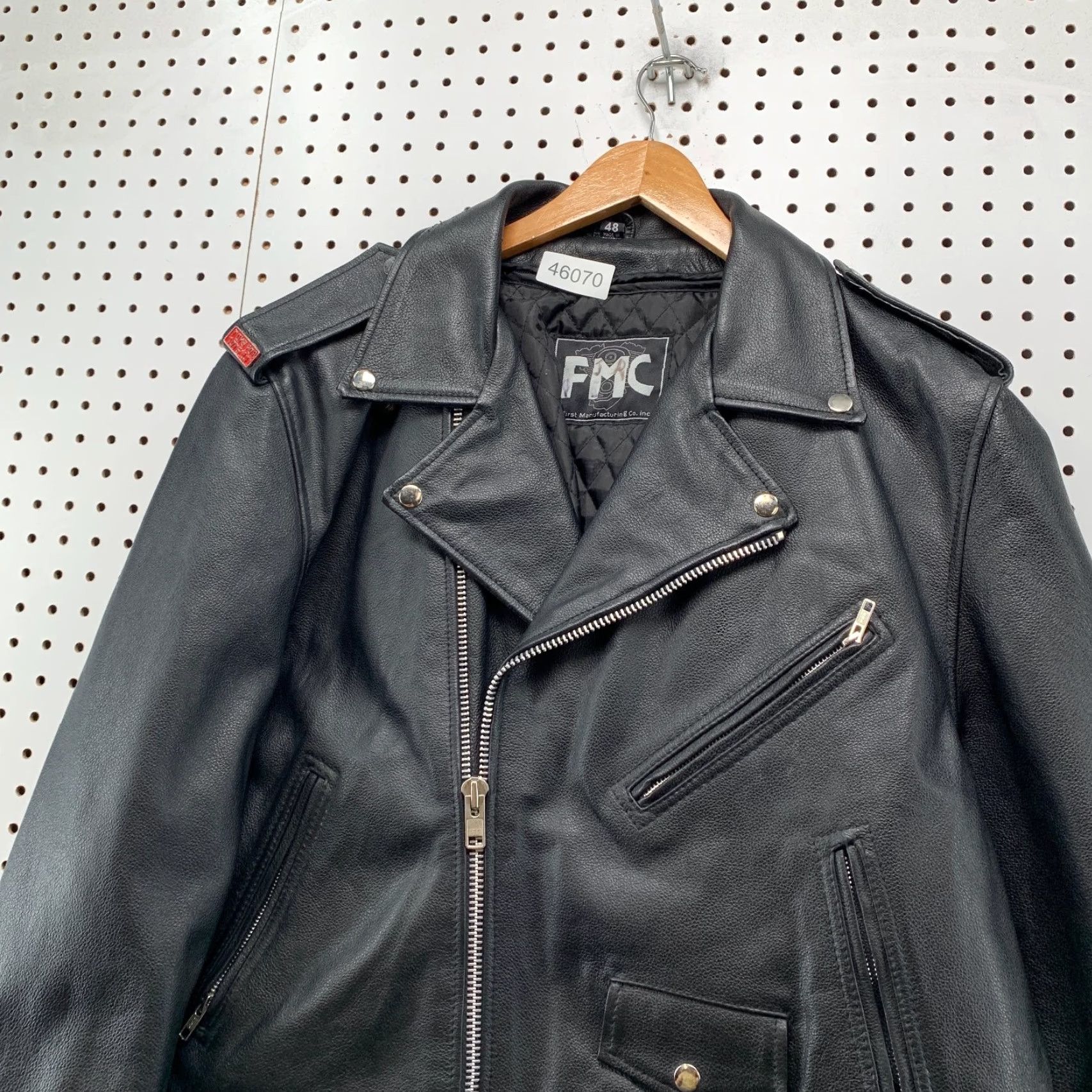 Vintage VINTAGE FMC Motorcycle Jacket Mens Size 48 Black Skeleton Reaper Biker Size US M / EU 48-50 / 2 - 4 Thumbnail