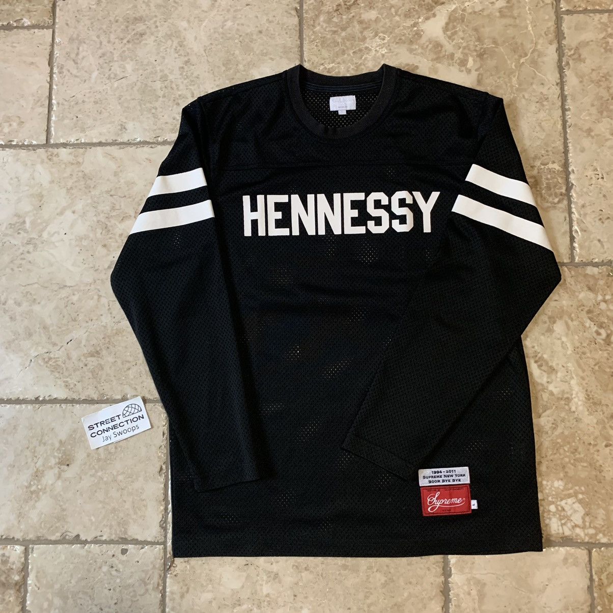 Hennessy × Supreme SUPREME HENNESSY BLACK MESH JERSEY LONG SLEEVE SIZE LARGE Size US L / EU 52-54 / 3 - 1 Thumbnail