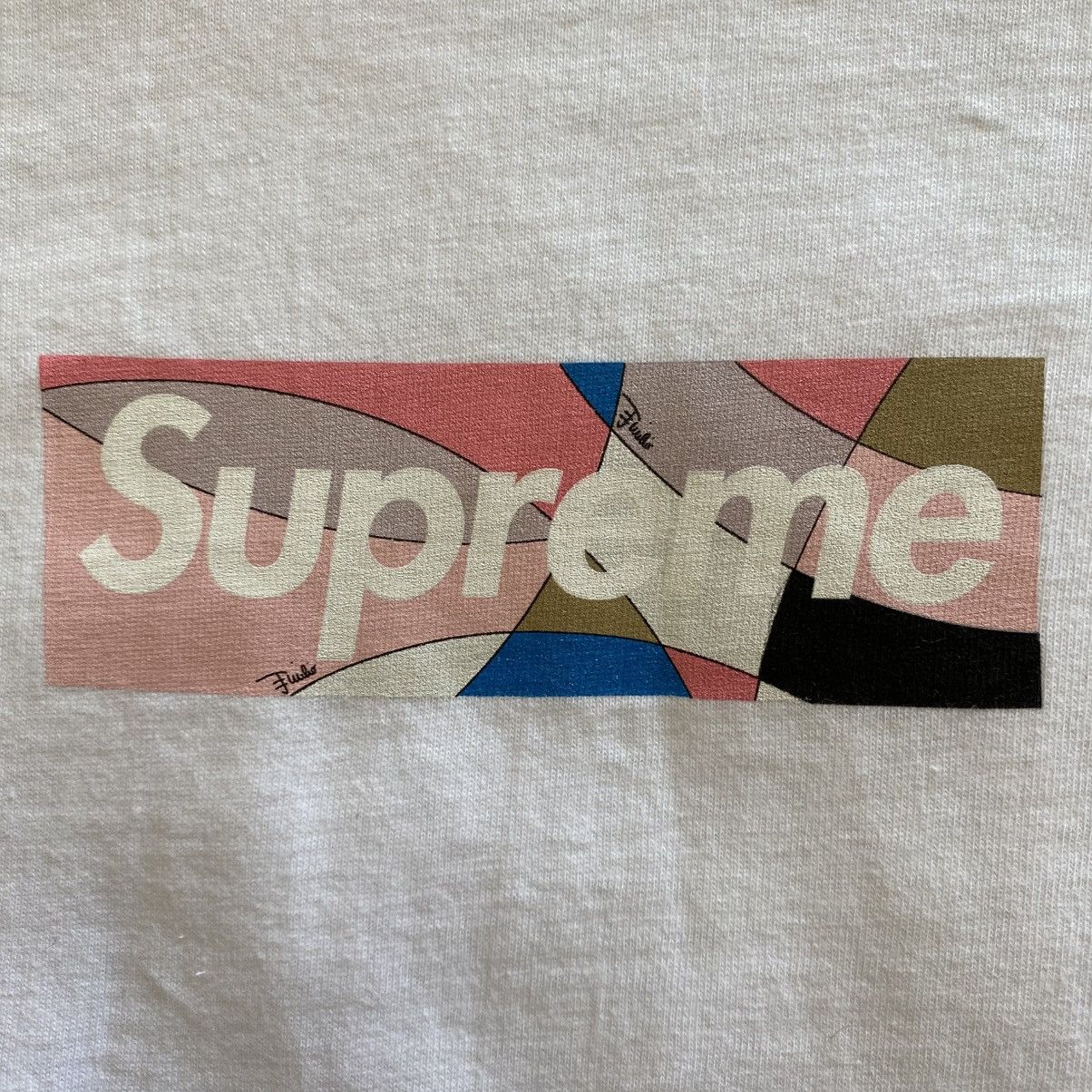 Supreme Supreme Emilio Pucci Box Logo T-Shirt White Dusty Pink 2021 Size US L / EU 52-54 / 3 - 6 Thumbnail