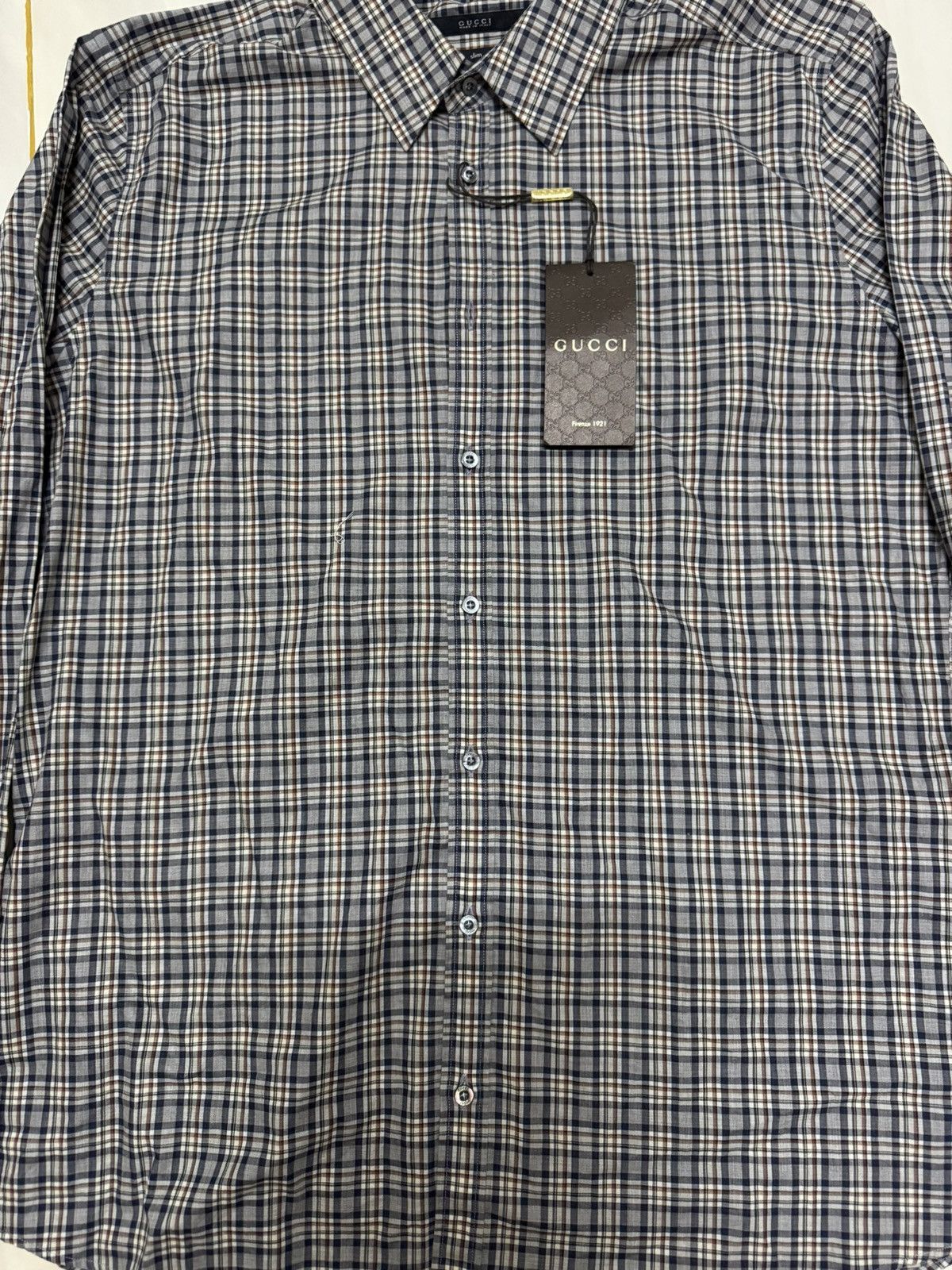 Gucci Gucci men's long-sleeve button-down shirt plaid or checked Size US M / EU 48-50 / 2 - 4 Thumbnail