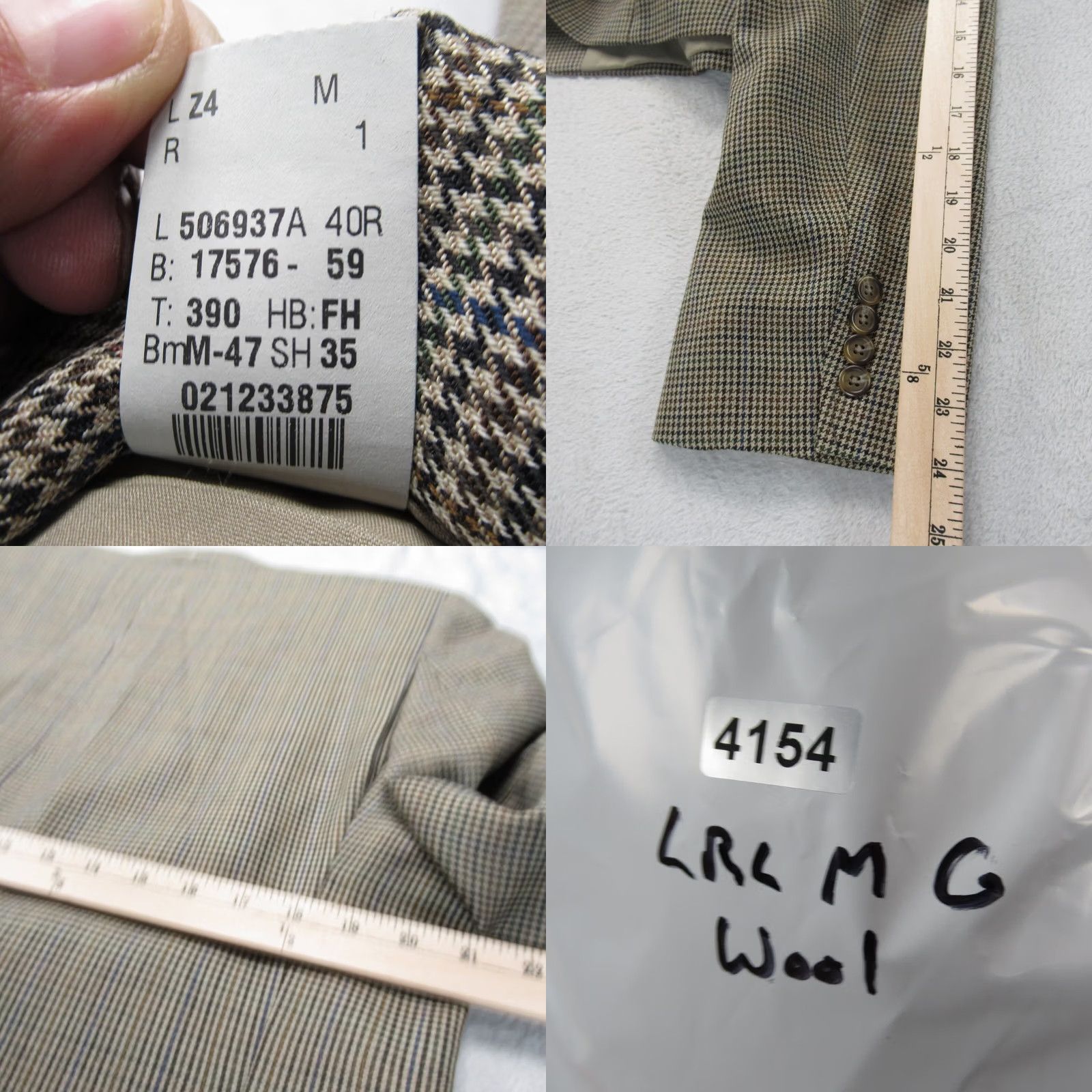 Ralph Lauren Lauren Ralph Lauren Wool Blazer Mens 40R Brown Houndstooth 2 Button Single Vent Blazer Size 40R - 9 Thumbnail