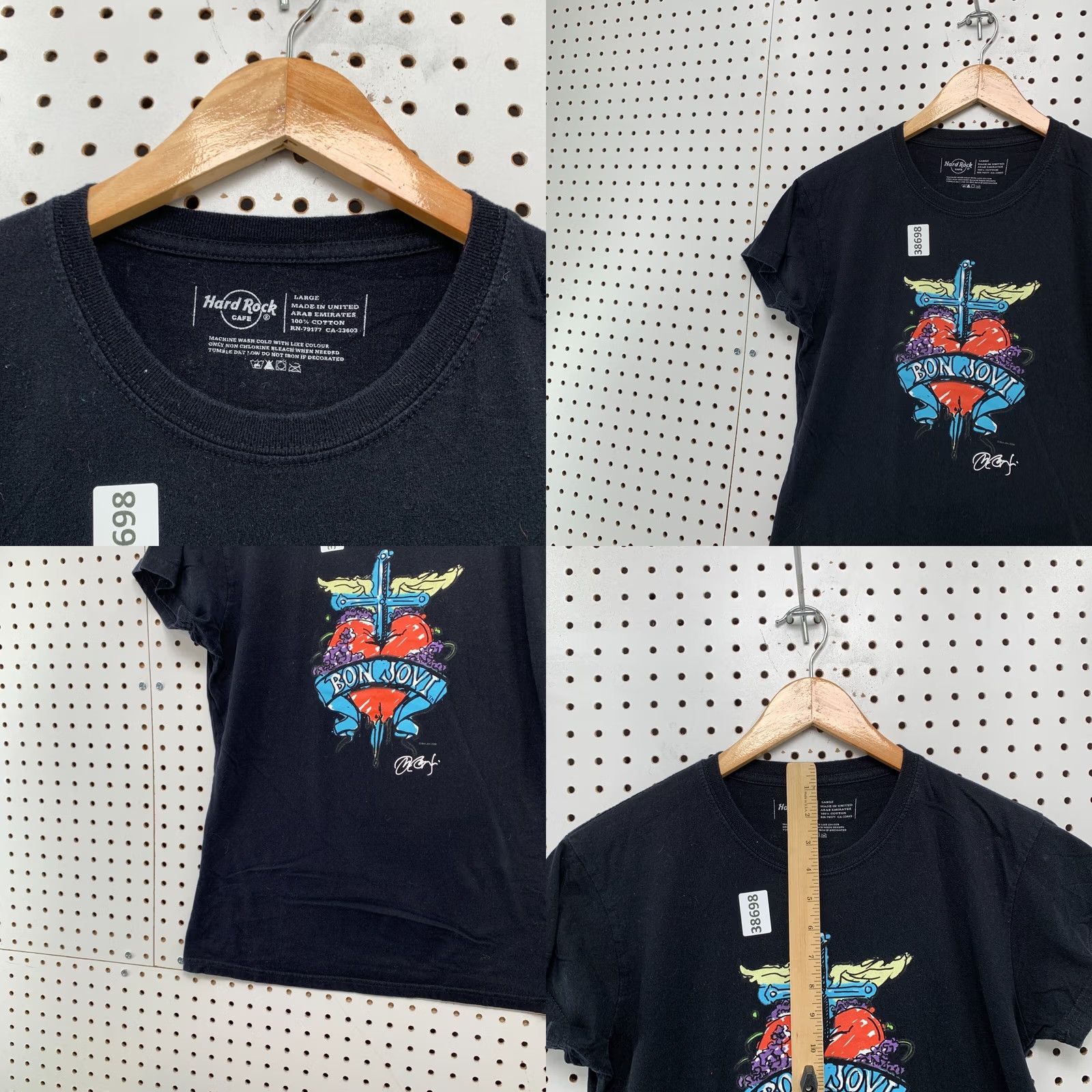 Hard Rock Cafe Hard Rock Bon Jovi Top Womens Large Black Bucharest Music Shirt Size L / US 10 / IT 46 - 8 Thumbnail