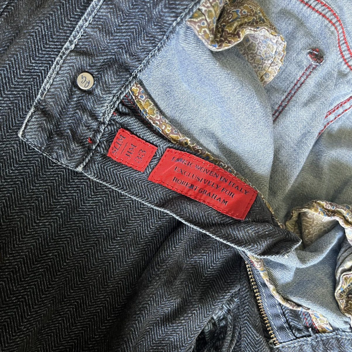 Robert Graham Vintage Robert Graham Slim Jim Washed Blue Denim Jeans 33x30 Size US 33 - 12 Thumbnail