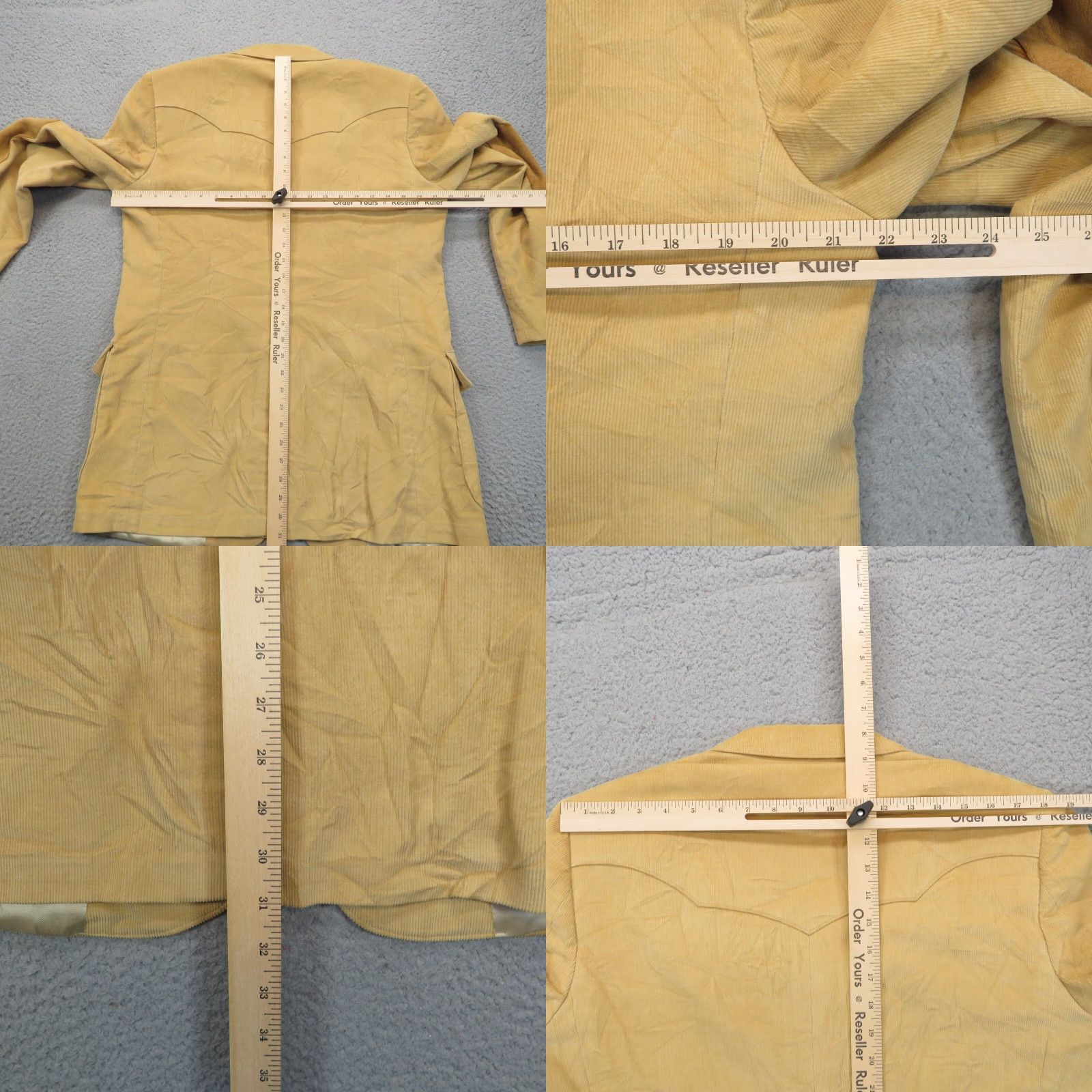 Vintage VINTAGE H Bar C Blazer Mens 42 Corduroy Jacket Suede Elbow Patch Western Ranchwear Khaki Size 42R - 9 Thumbnail