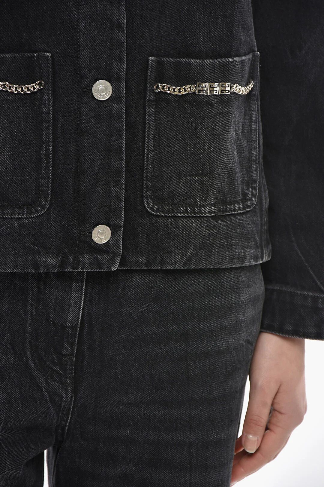 Givenchy og1mm0326 Stone-Washed Denim Jacket in Black Size XS / US 0-2 / IT 36-38 - 3 Thumbnail
