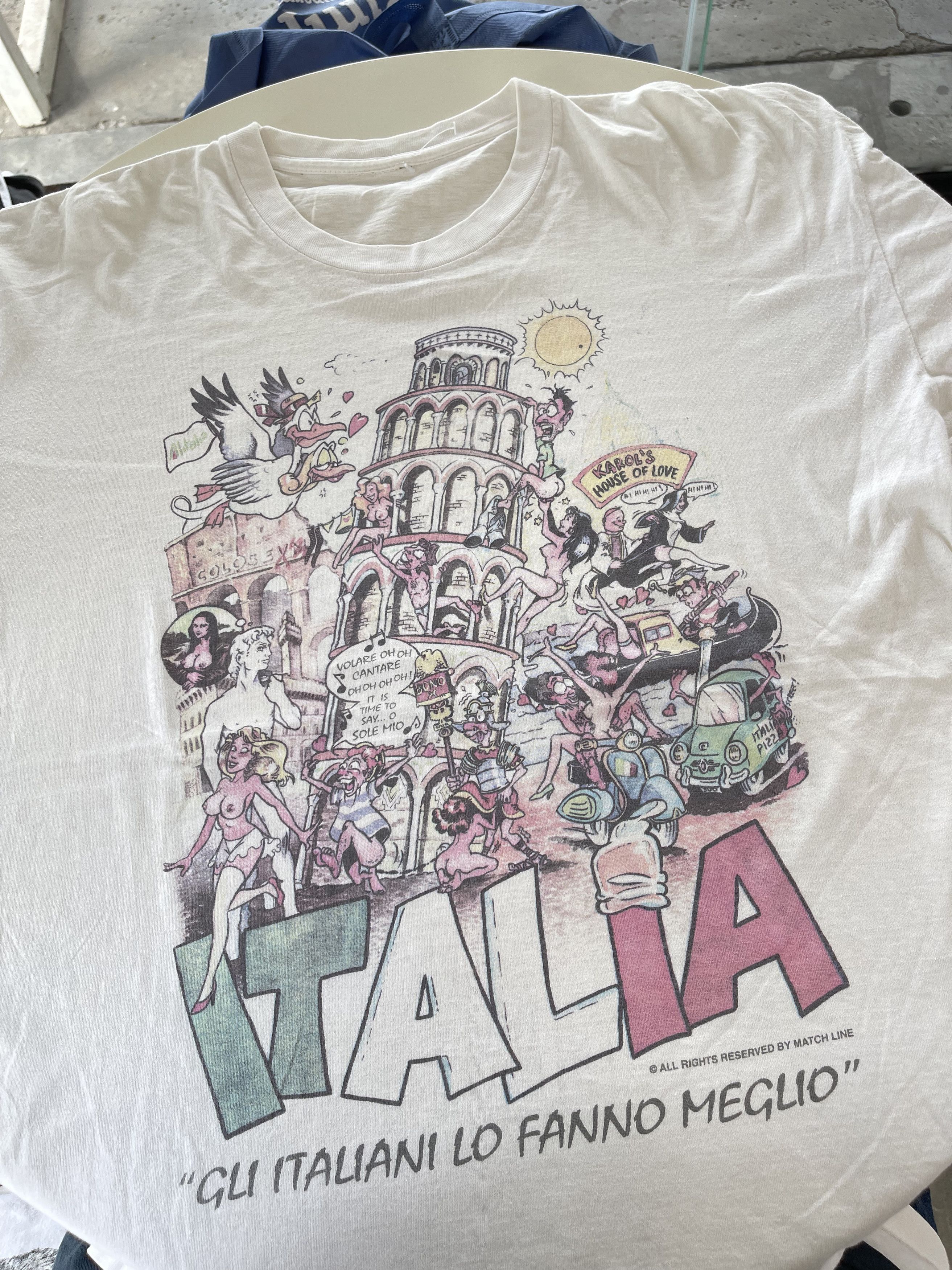 Vintage Vintage Match Line Parody 18+ ITALY Tee Size US L / EU 52-54 / 3 - 2 Thumbnail
