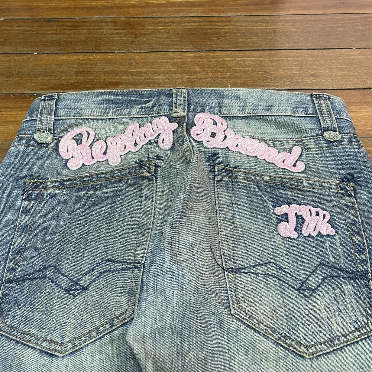 Replay Rare Design Vintage Brand Replay Big Logo Flared Jeans 1990s Size US 32 / EU 48 - 4 Thumbnail