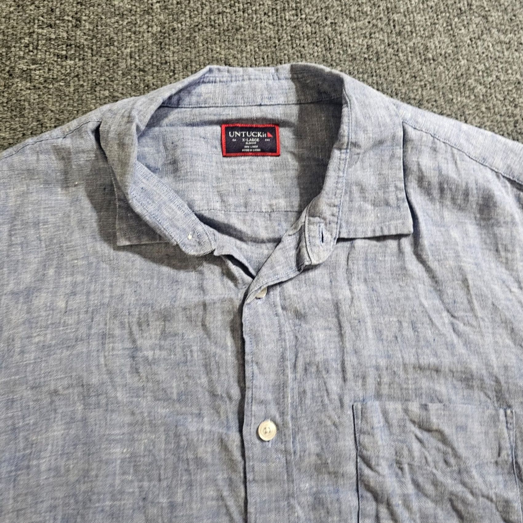 UNTUCKit UNTUCKit Shirt Mens XL Blue Linen Button Long Sleeve Classic Capsule Shirt Size US XL / EU 56 / 4 - 2 Thumbnail