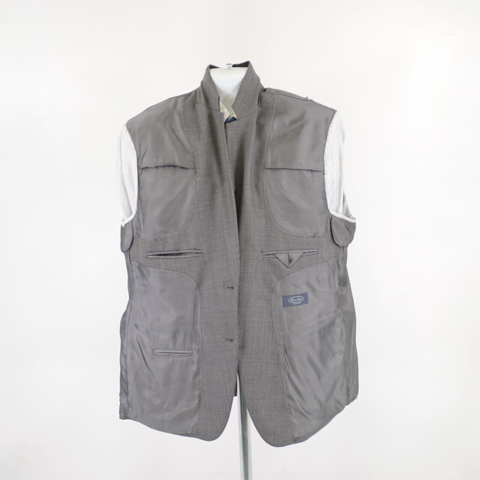 Pronto Uomo Pronto Uomo Platinum Black Gray Blue Check Tweed Wool Sport Size 52R - 10 Thumbnail