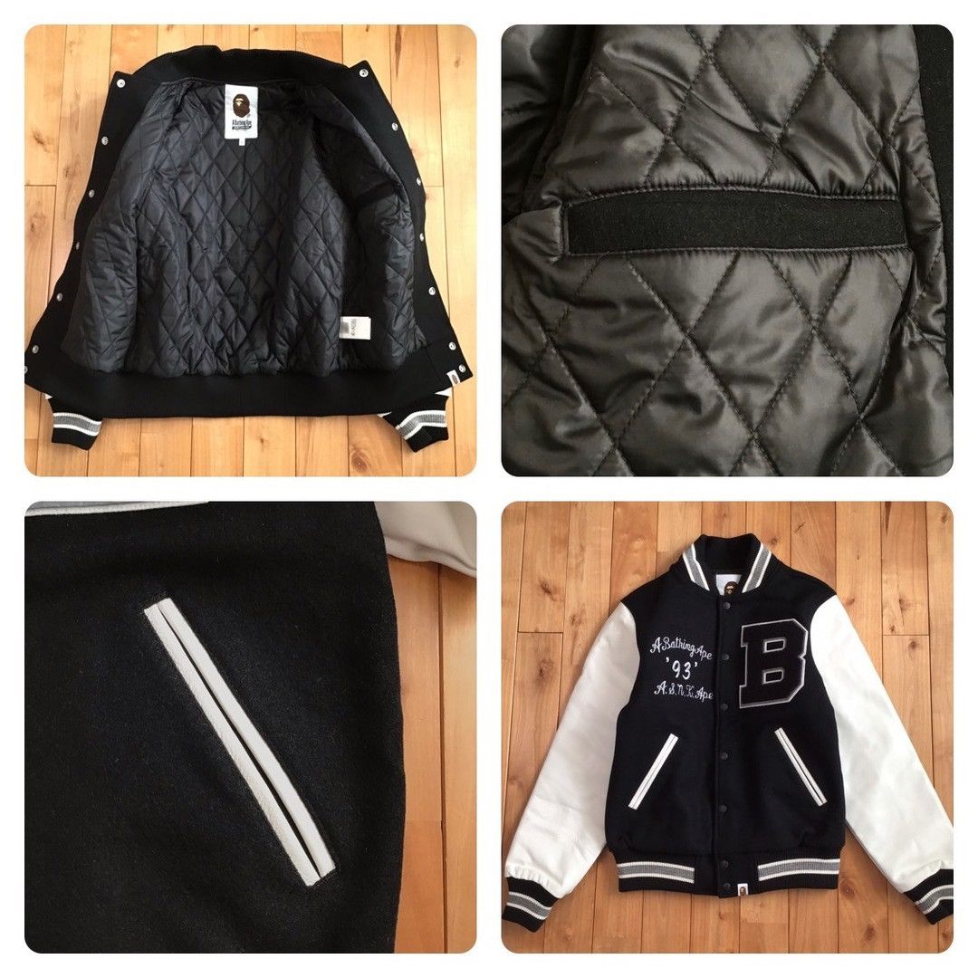 Bape BAPE LOGO Leather Sleeve Varsity Jacket a bathing ape Size US S / EU 44-46 / 1 - 8 Thumbnail