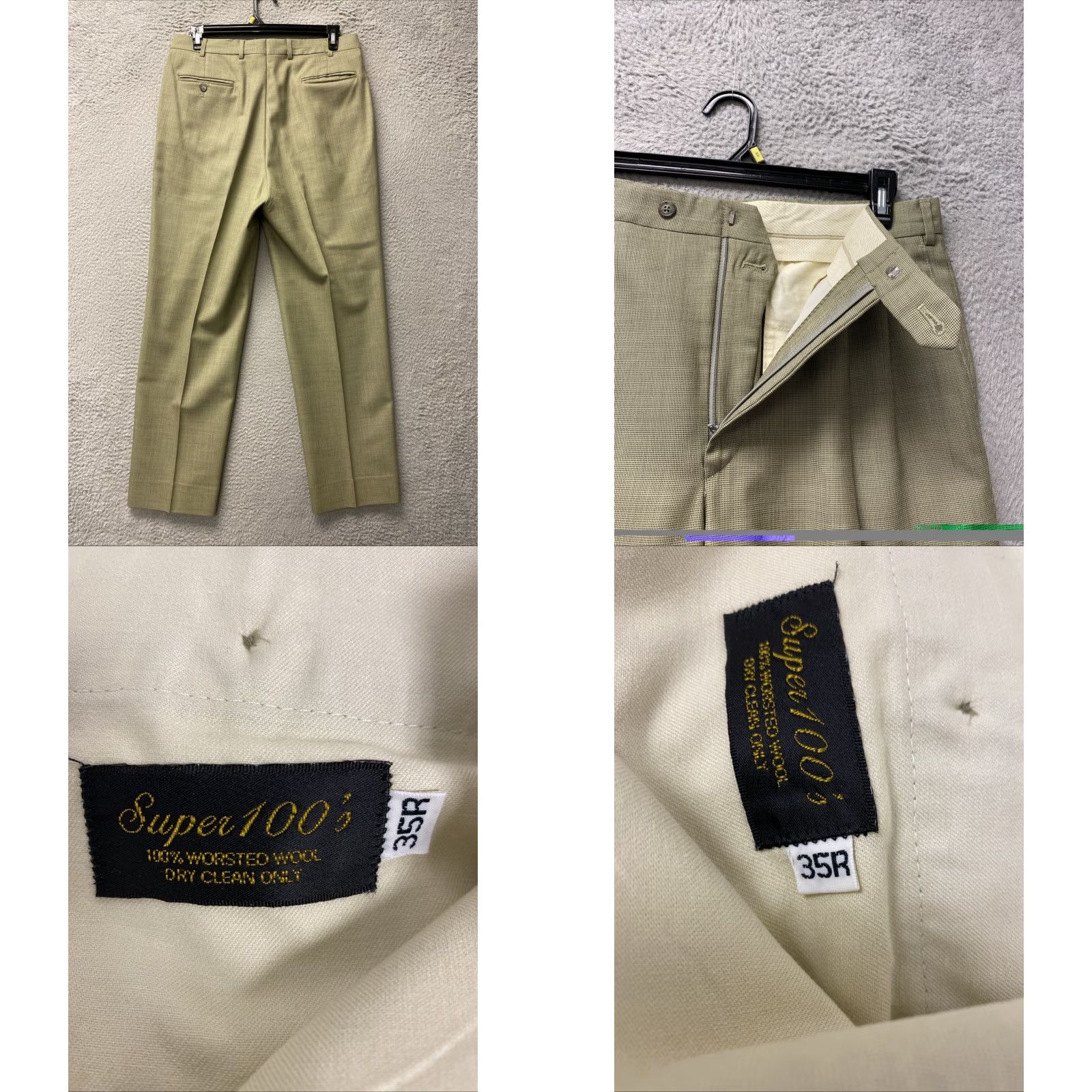 Nordstrom Balde For Nordstrom Dress Pants Men’s 35x34 Light Sage Green Wool / 0264 Size US 35 - 8 Thumbnail