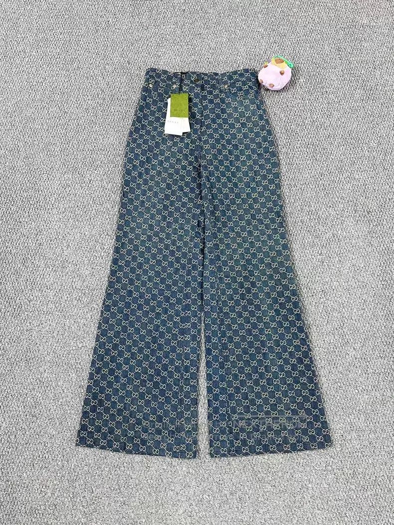 Gucci Gucci Dark blue double G full-print leather logo denim tro Size 26" / US 2 / IT 38 - 1 Thumbnail