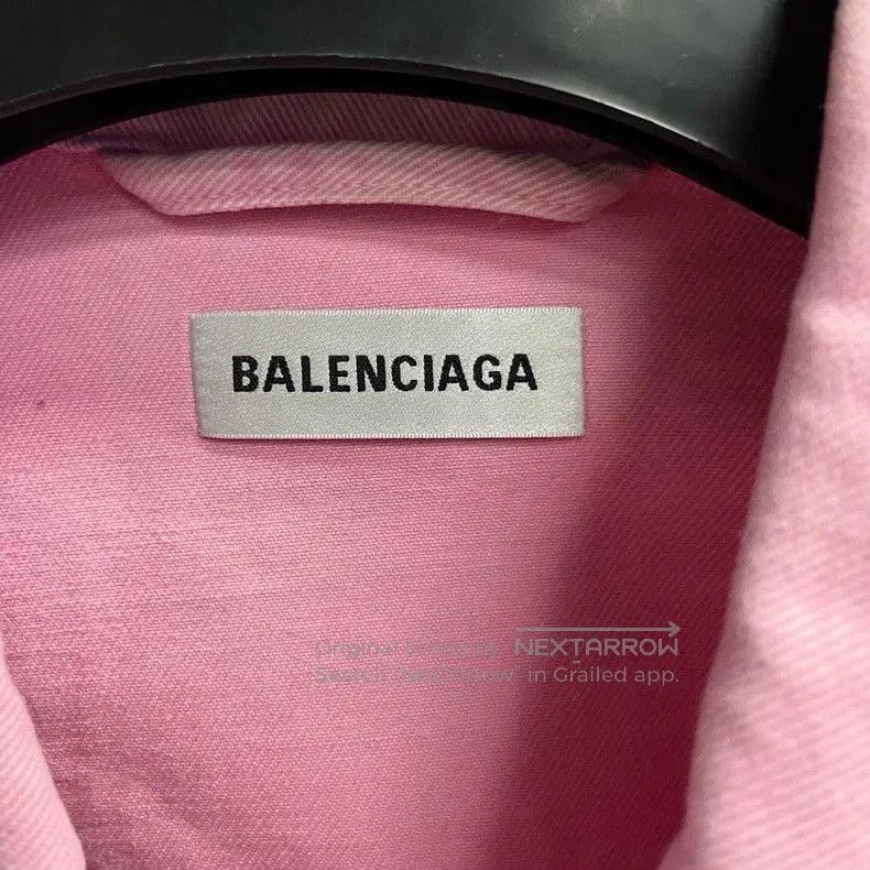 Balenciaga Balenciaga Pink Logo Denim Jacket. Size US XS / EU 42 / 0 - 4 Thumbnail