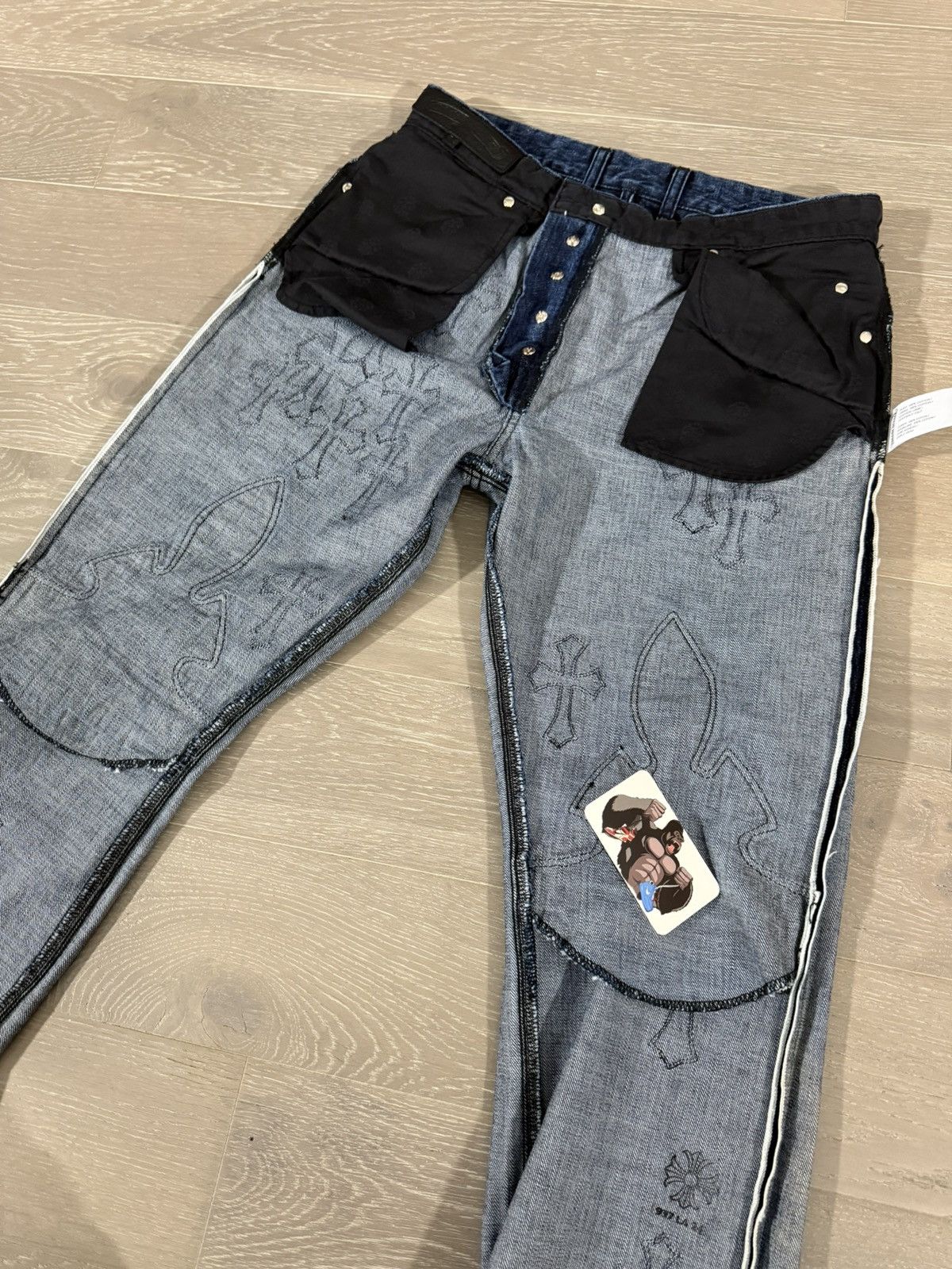 Chrome Hearts Chrome Hearts Indigo Fleur Denim Knee Cross Patch Jeans Size US 32 / EU 48 - 15 Thumbnail