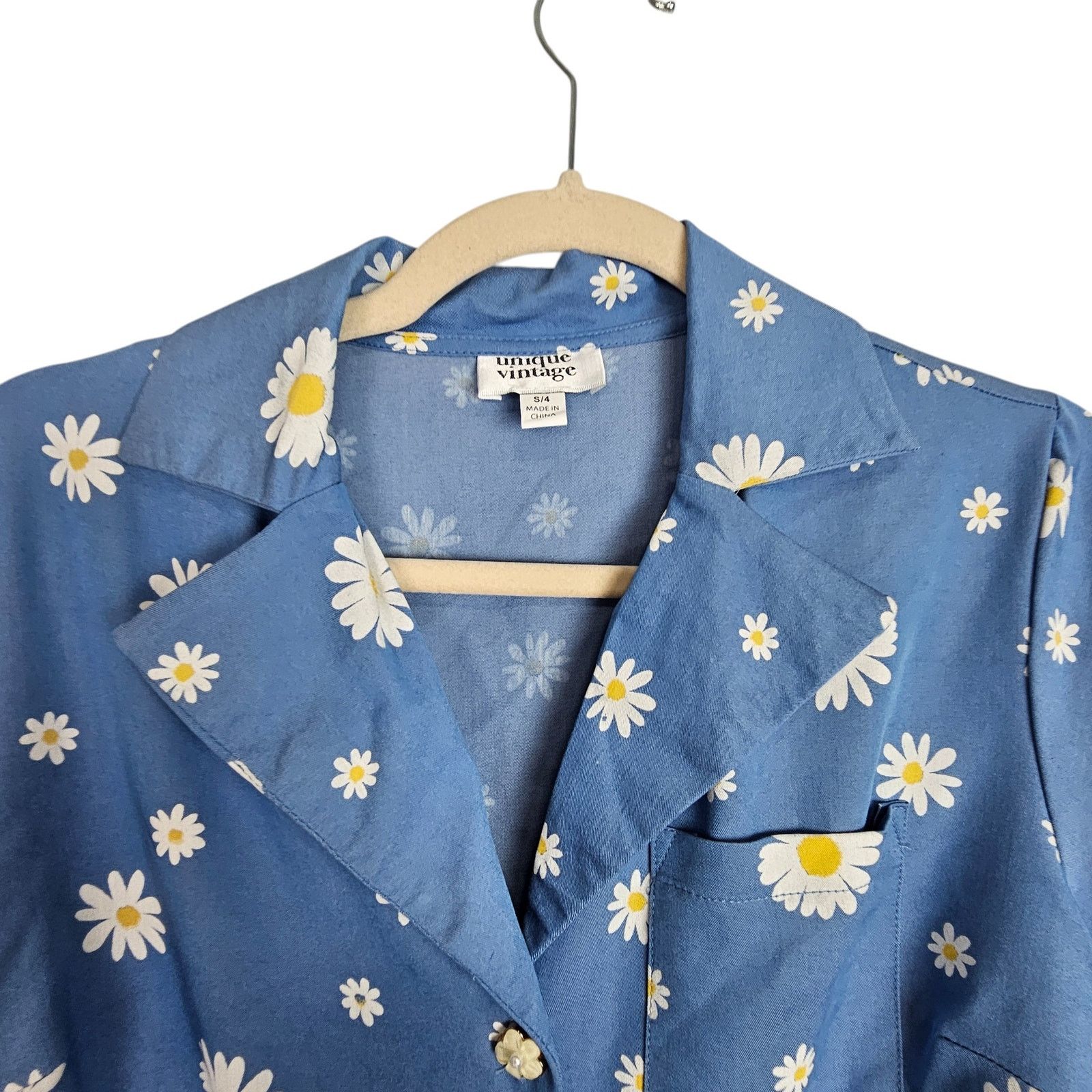 Vintage Unique Vintage Womens Daisy Floral Crop Top S Retro Pin Up Size S / US 4 / IT 40 - 2 Thumbnail